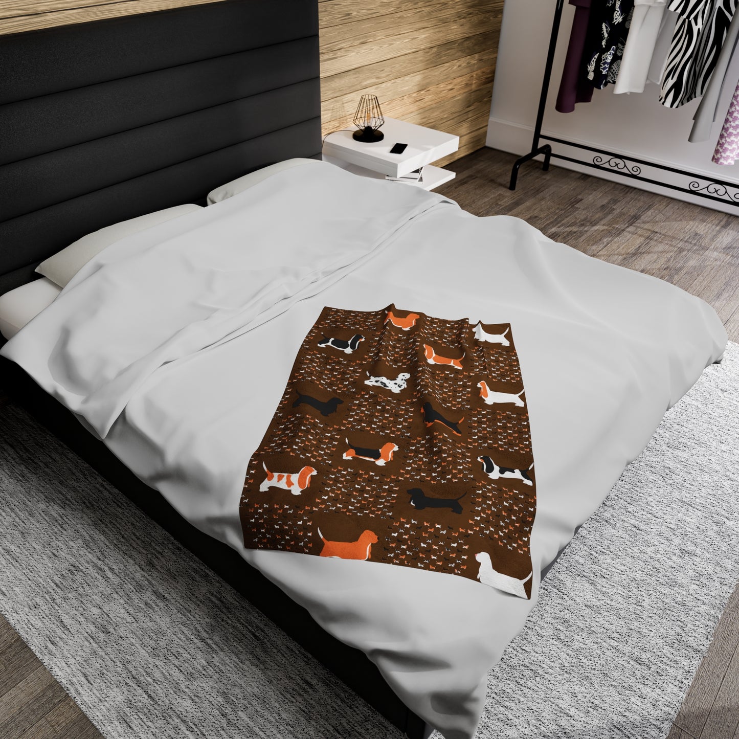 Basset Hounds (various coats pattern) - Velveteen Plush Blanket