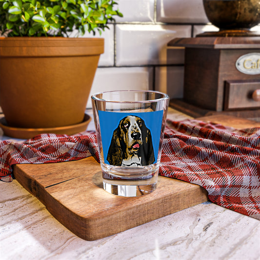 Basset Hound Pop Art (Aqua) Shot Glass, 1.5oz