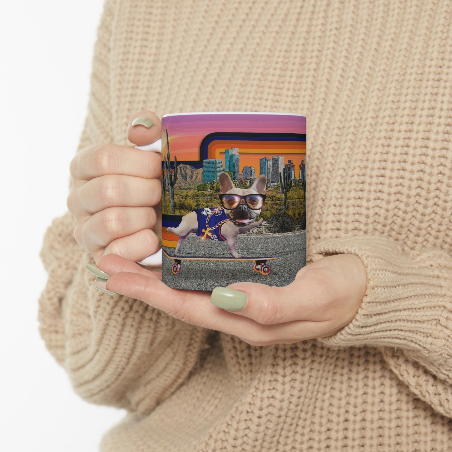 Frenchie Skating Phoenix - Ceramic Mug 11oz