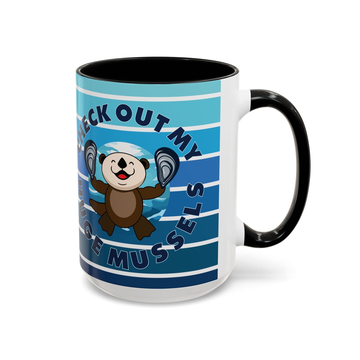 Huge Mussels Happy Sea Otter - Accent Coffee Mug (11, 15oz)