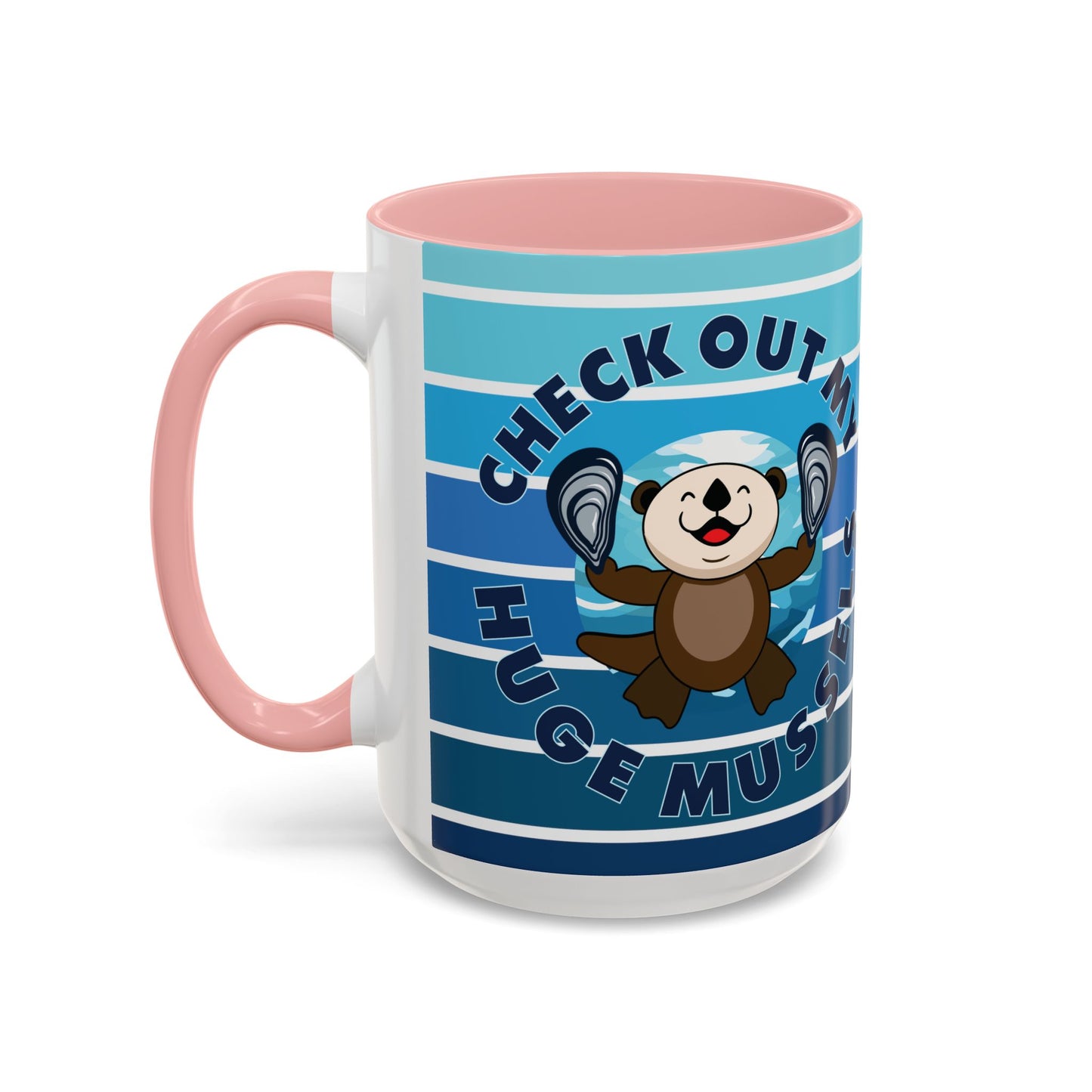 Huge Mussels Happy Sea Otter - Accent Coffee Mug (11, 15oz)