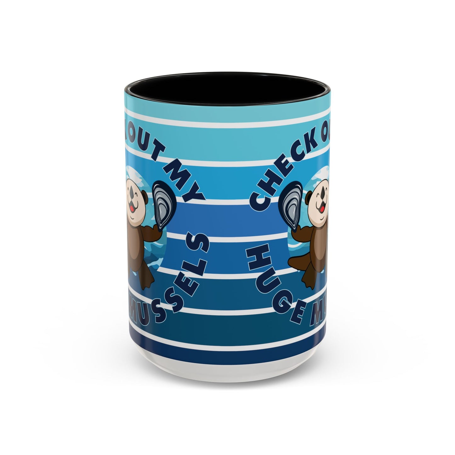 Huge Mussels Happy Sea Otter - Accent Coffee Mug (11, 15oz)