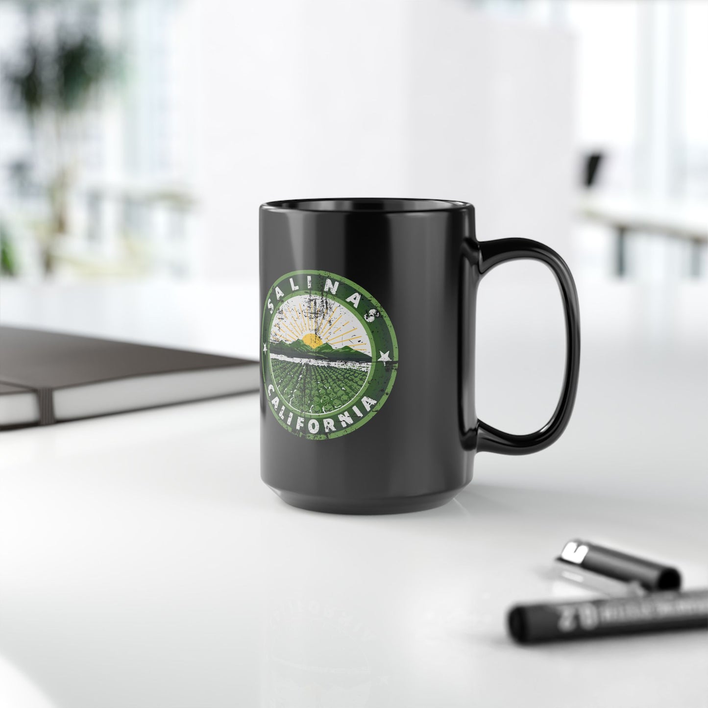Retro City of Salinas Logo Black Mug (11oz, 15oz)