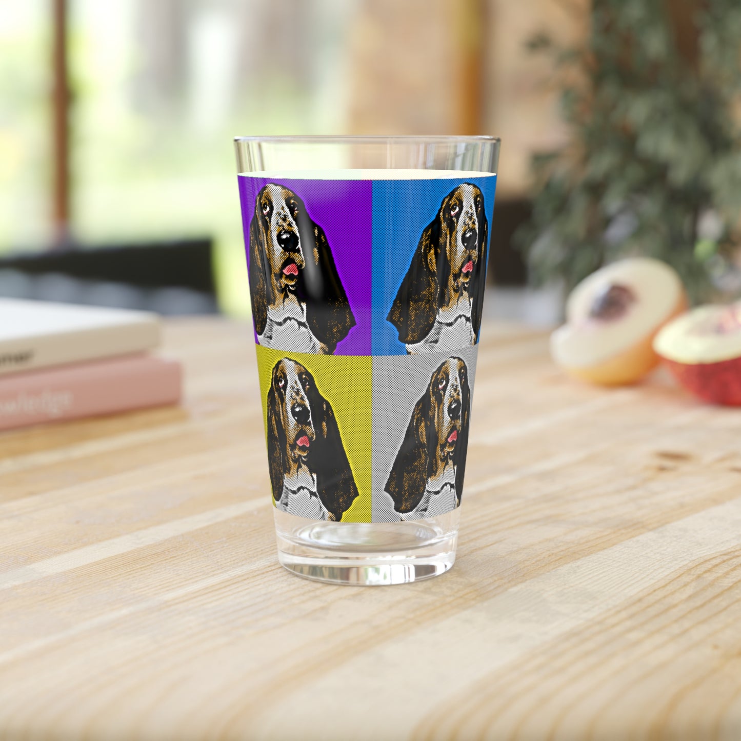 Basset Hounds Pop Art (Multi-Color) Pint Glass, 16oz