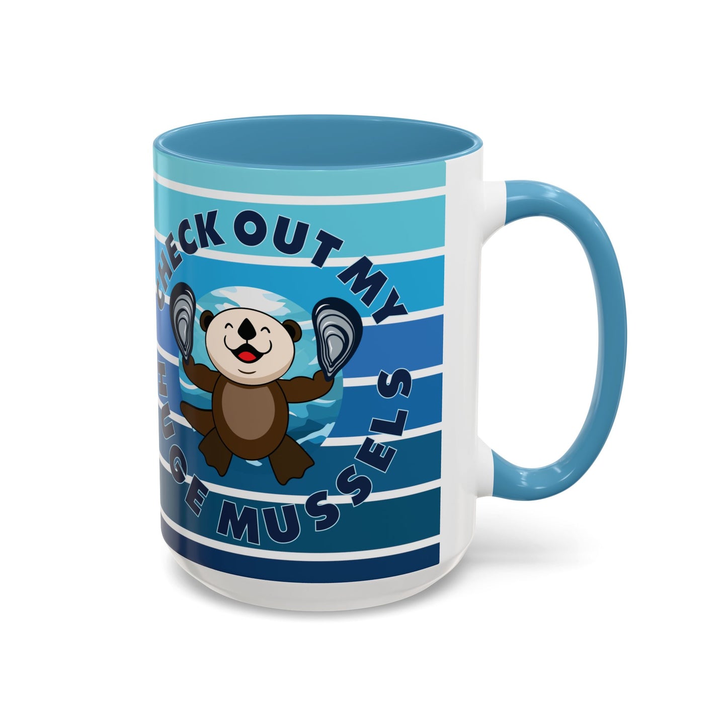 Huge Mussels Happy Sea Otter - Accent Coffee Mug (11, 15oz)