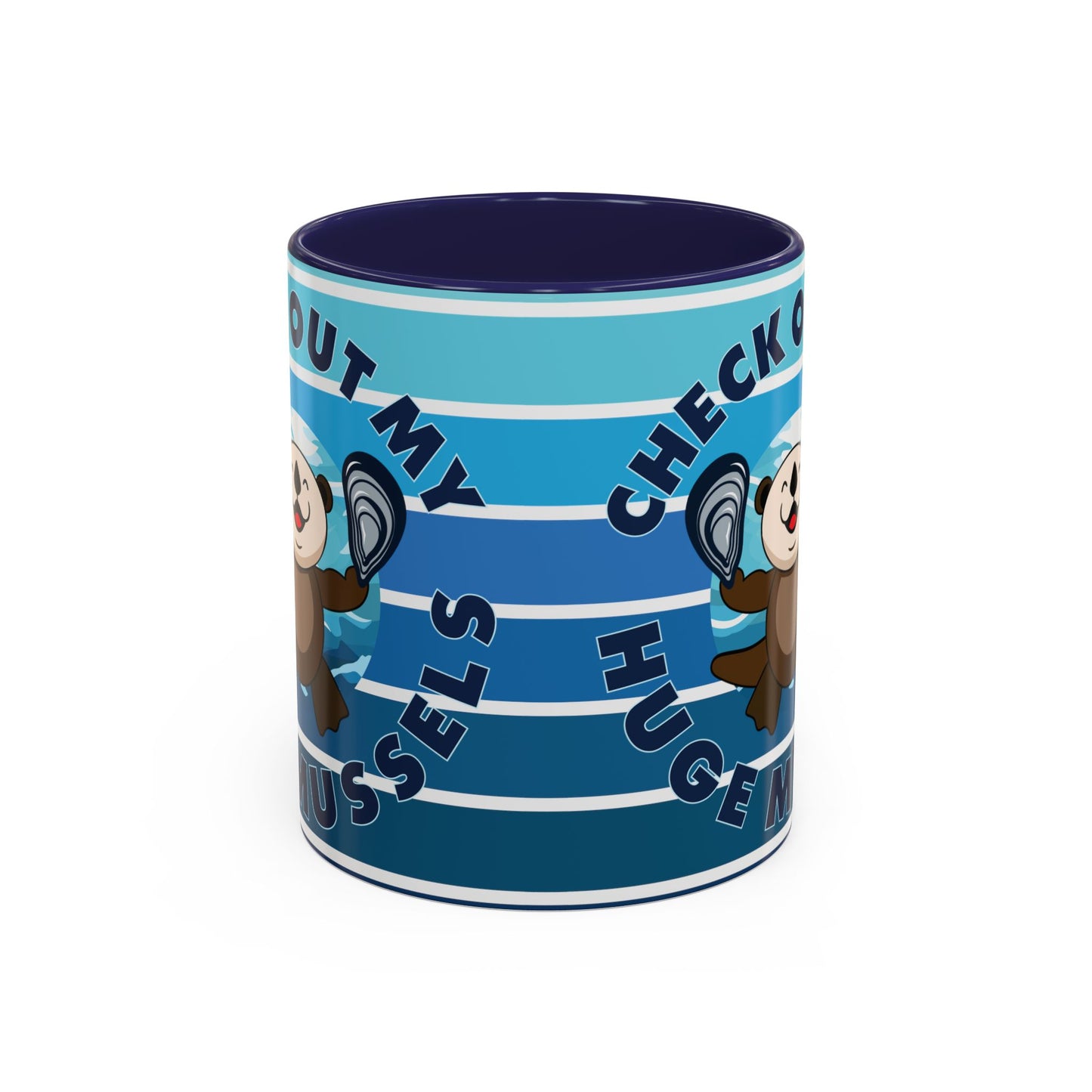 Huge Mussels Happy Sea Otter - Accent Coffee Mug (11, 15oz)