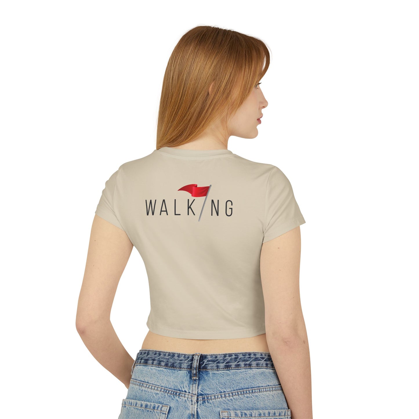 Walking Red Flag (small flag front / walking on back) - Women's Baby Tee