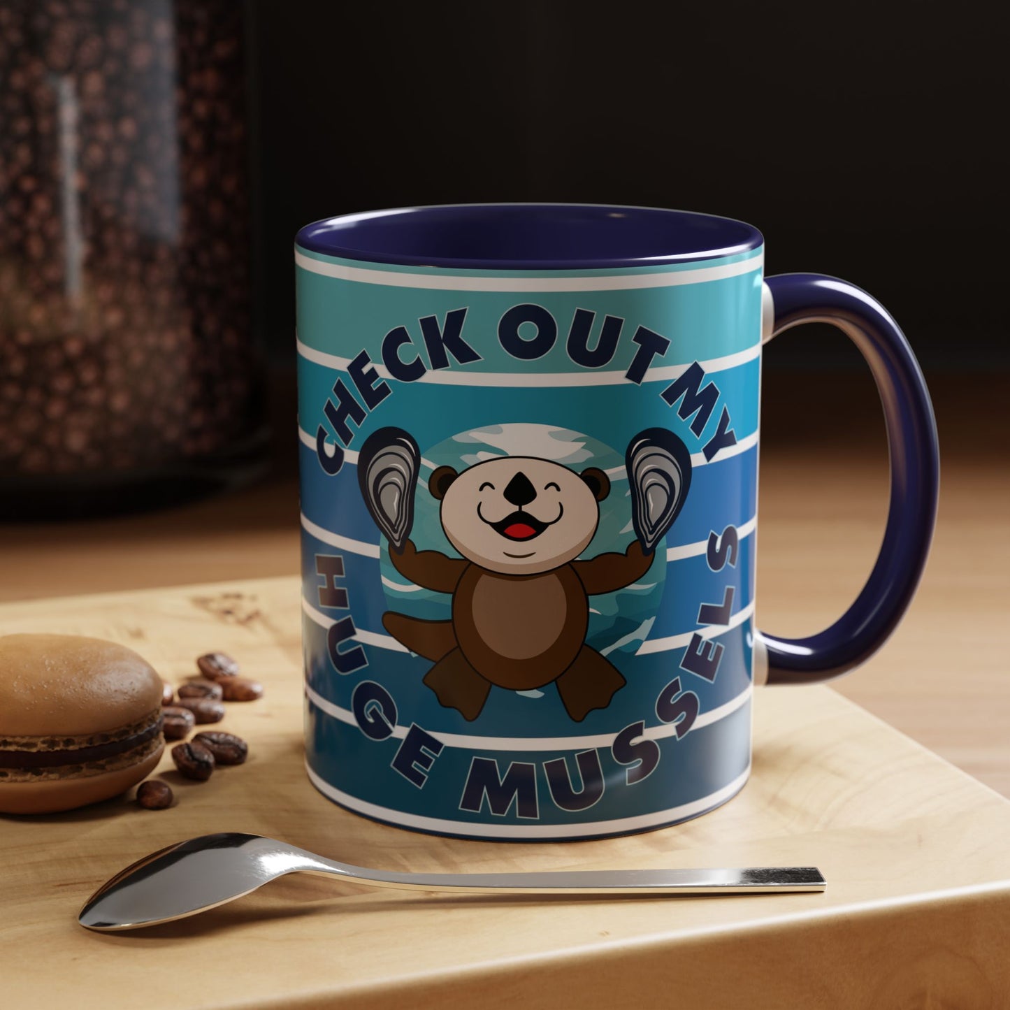 Huge Mussels Happy Sea Otter - Accent Coffee Mug (11, 15oz)