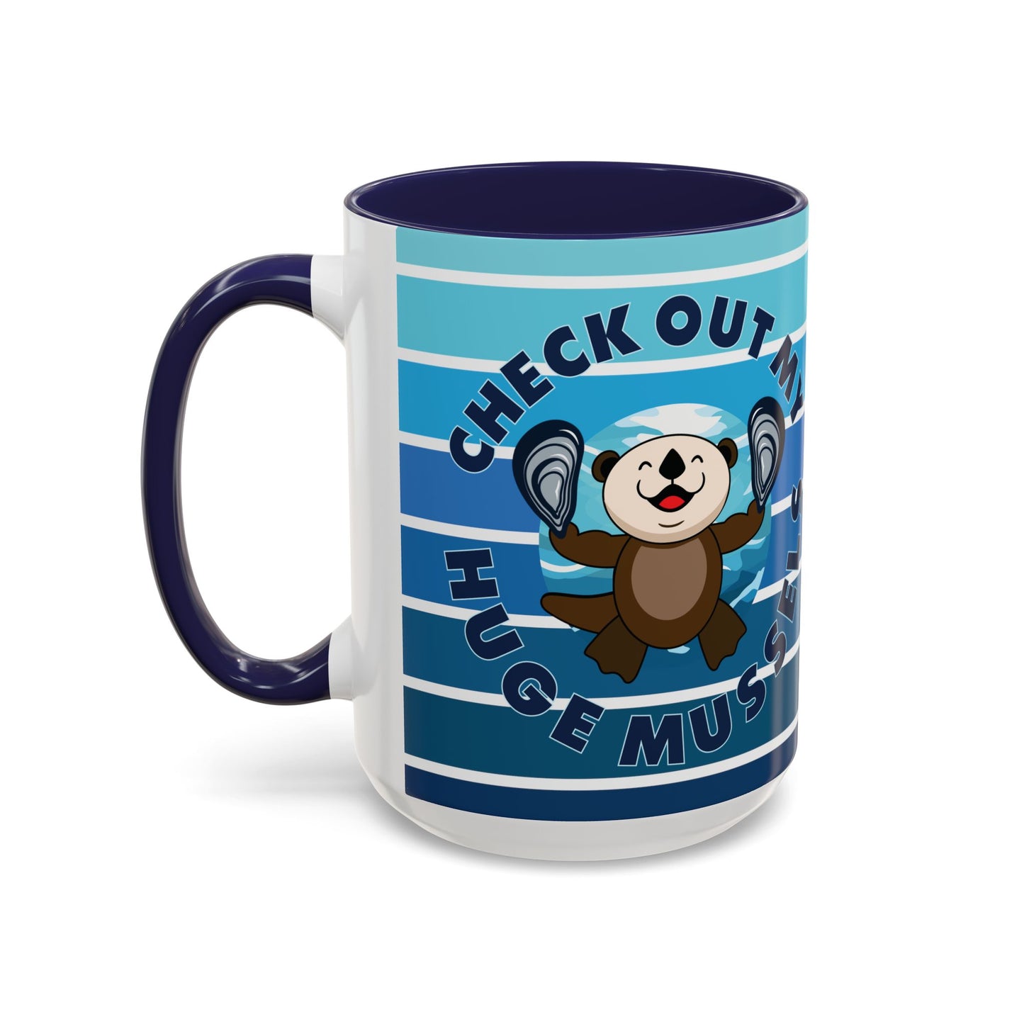 Huge Mussels Happy Sea Otter - Accent Coffee Mug (11, 15oz)