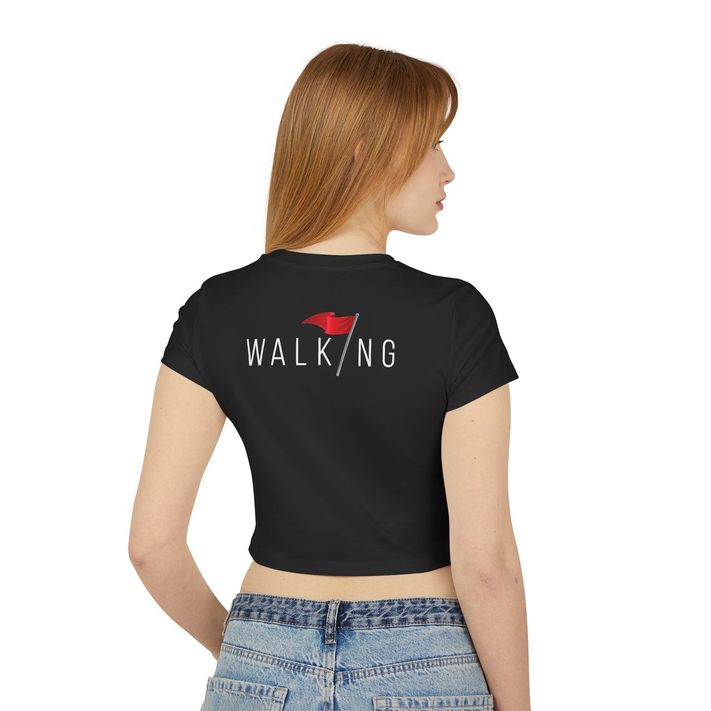 Walking Red Flag (small flag front / walking on back) - Women's Baby Tee