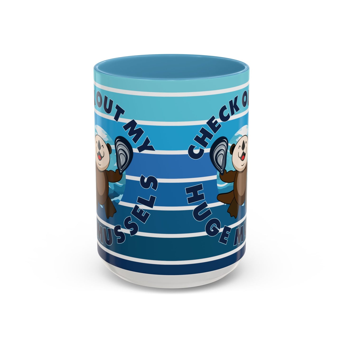 Huge Mussels Happy Sea Otter - Accent Coffee Mug (11, 15oz)