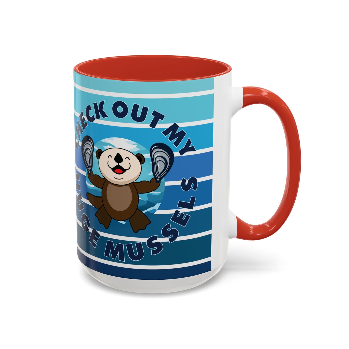 Huge Mussels Happy Sea Otter - Accent Coffee Mug (11, 15oz)