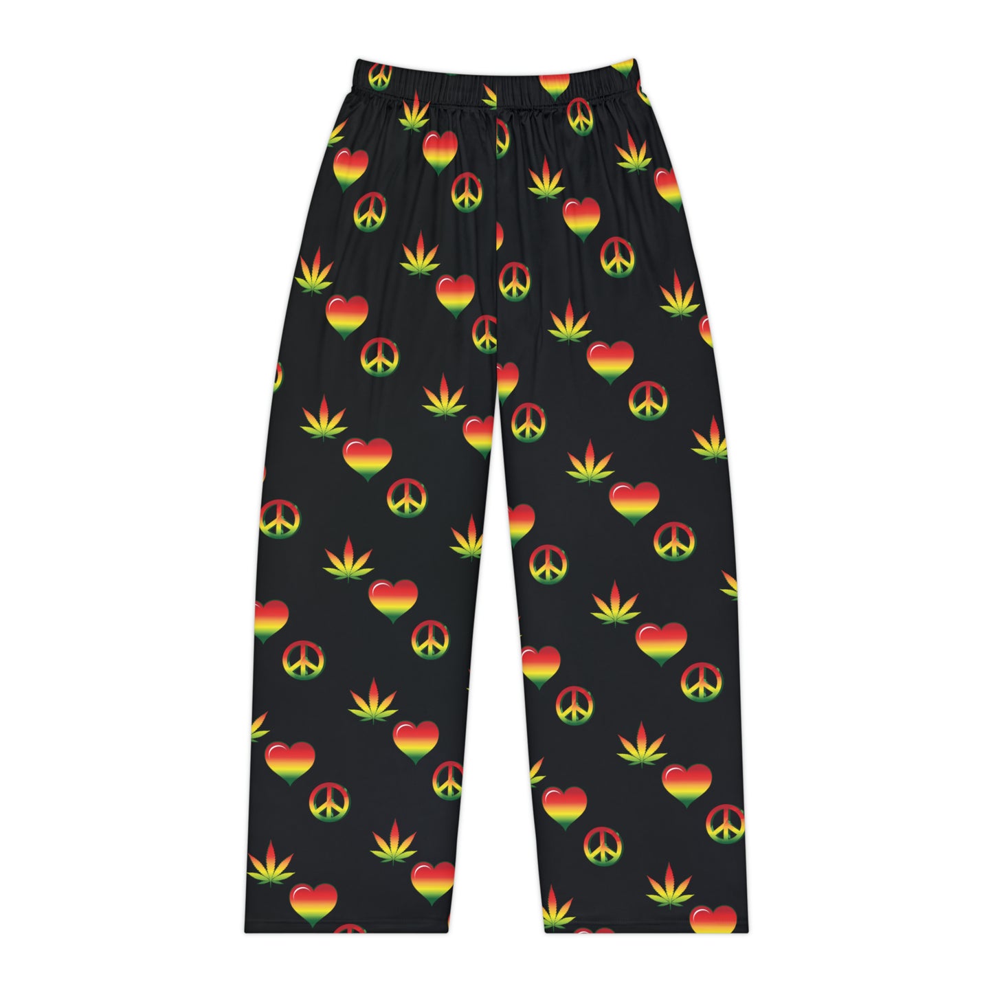 Peace, Love & Cannabis (in black) - Women's Pajama Pants (AOP)