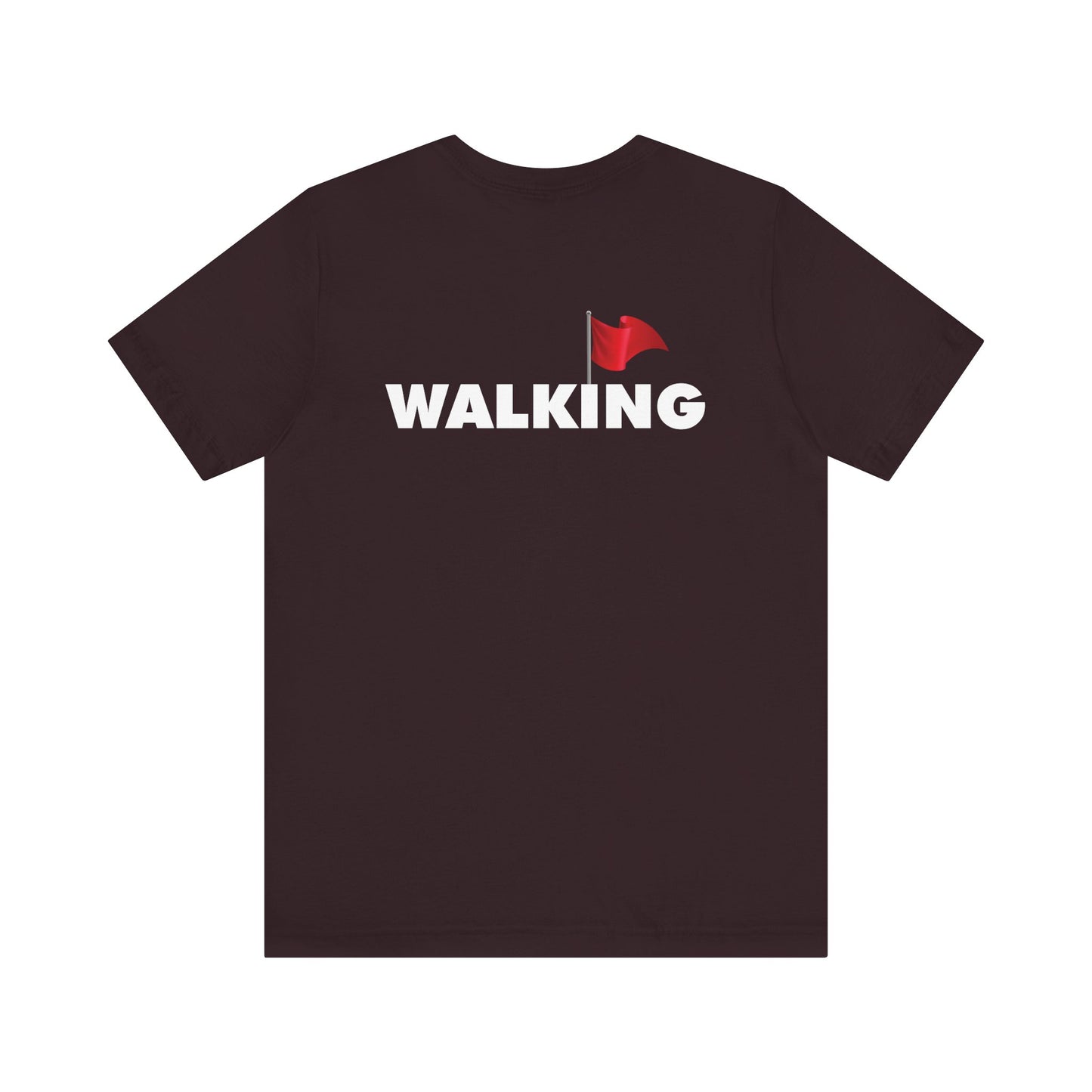 Walking Red Flag (small flag front & bold back design) - Unisex Jersey Short Sleeve Tee