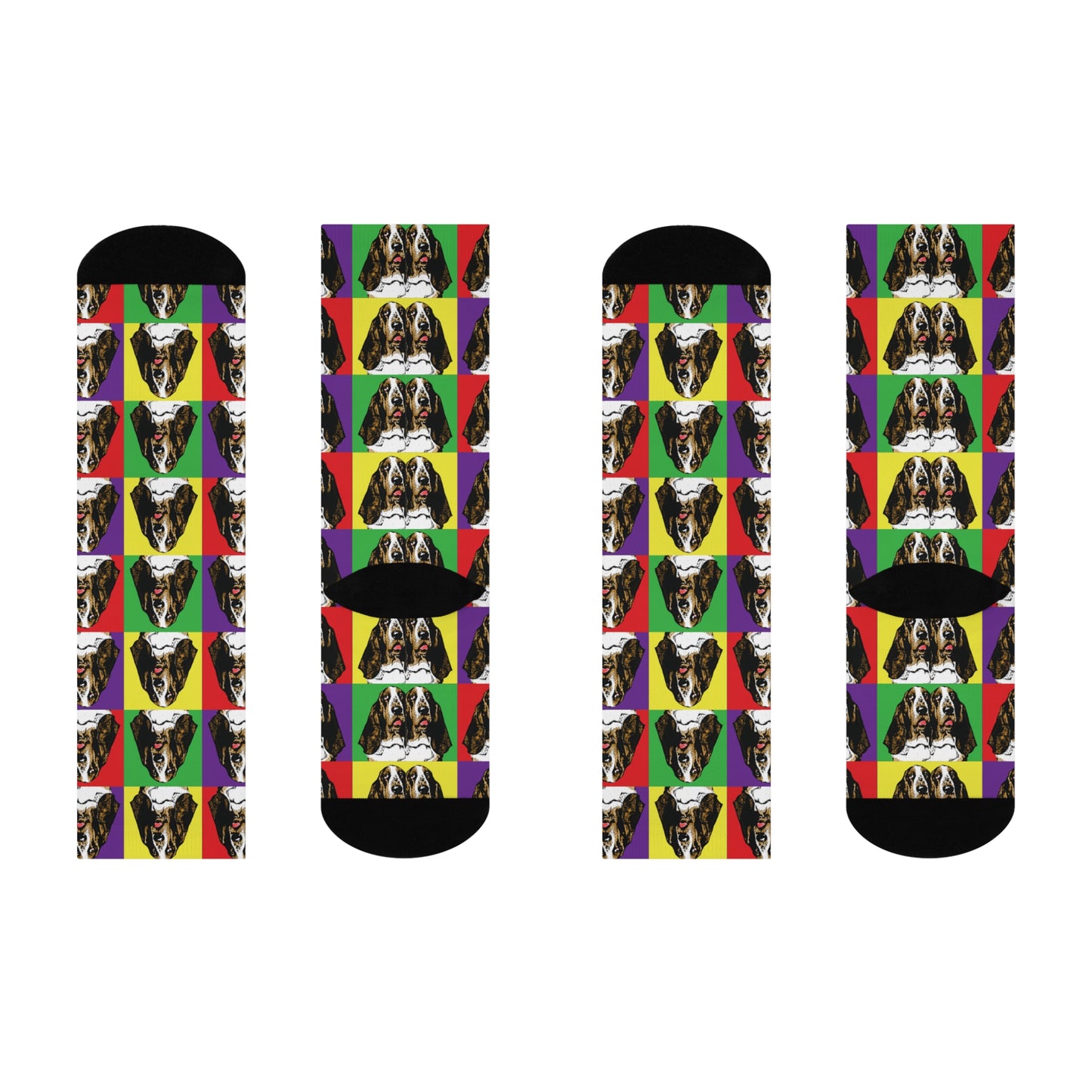 Basset Hound Pop Art - Cushioned Crew Socks