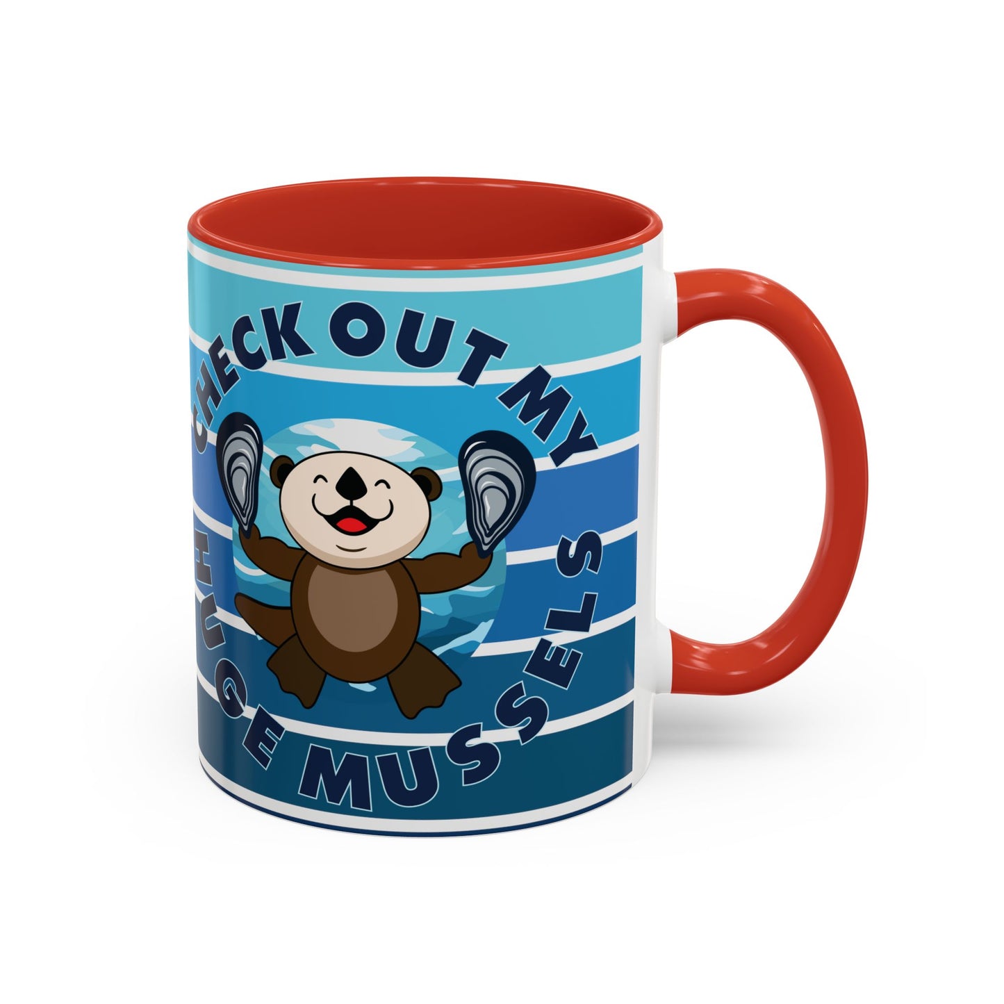 Huge Mussels Happy Sea Otter - Accent Coffee Mug (11, 15oz)