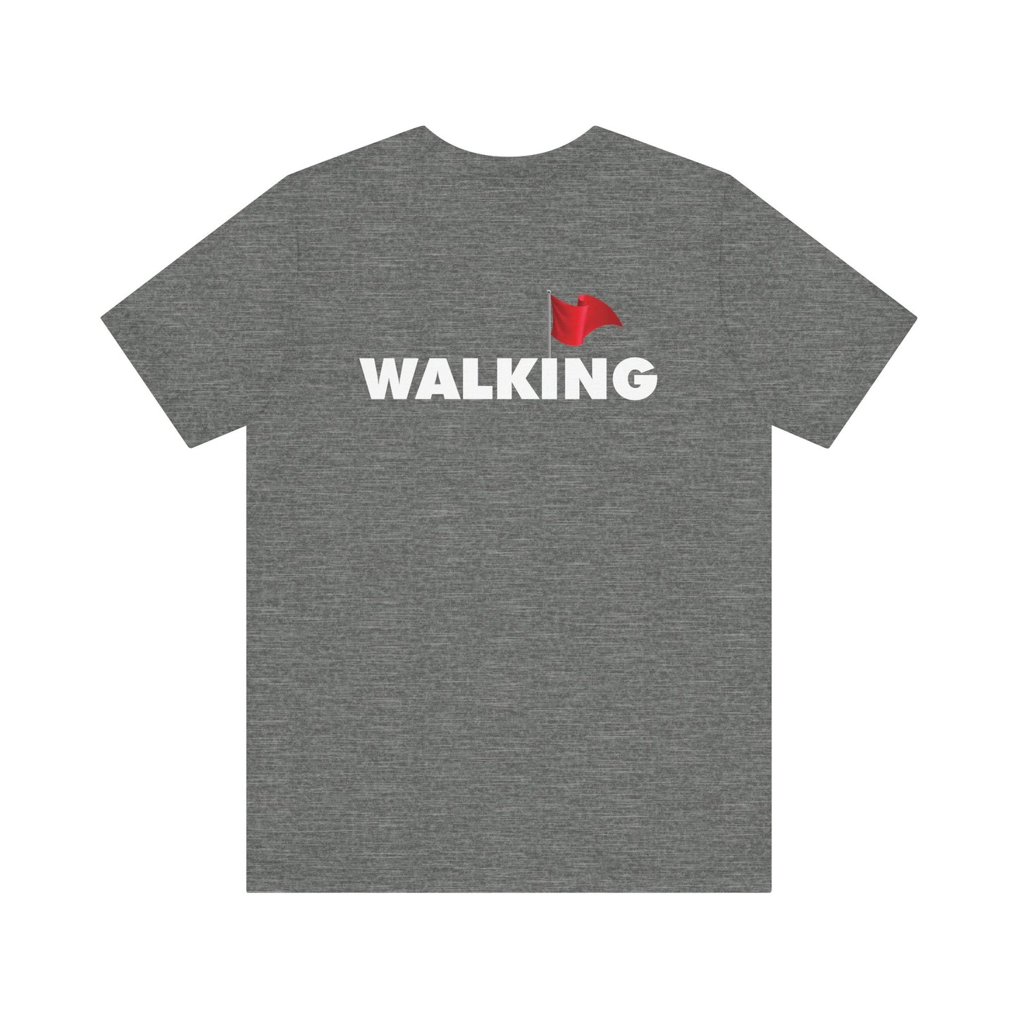 Walking Red Flag (small flag front & bold back design) - Unisex Jersey Short Sleeve Tee
