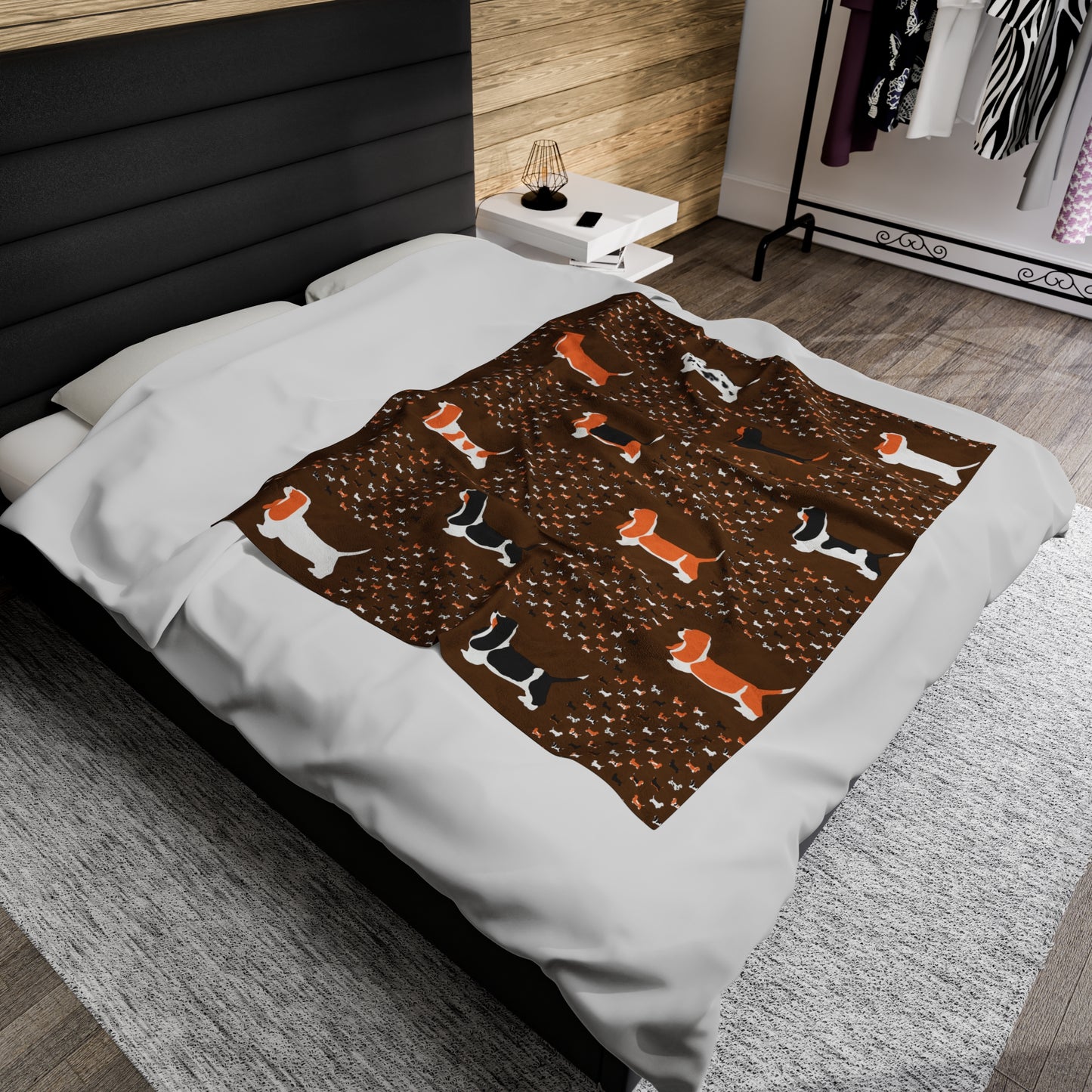 Basset Hounds (various coats pattern) - Velveteen Plush Blanket
