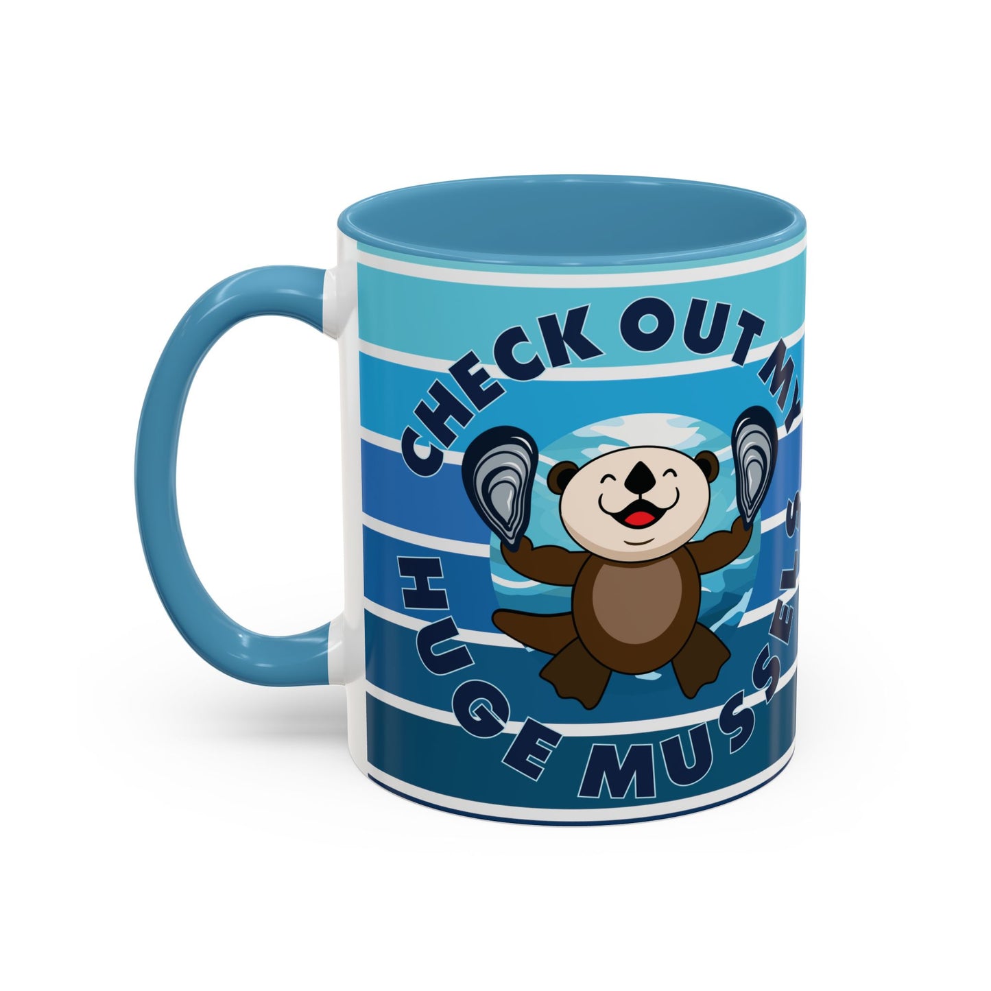 Huge Mussels Happy Sea Otter - Accent Coffee Mug (11, 15oz)