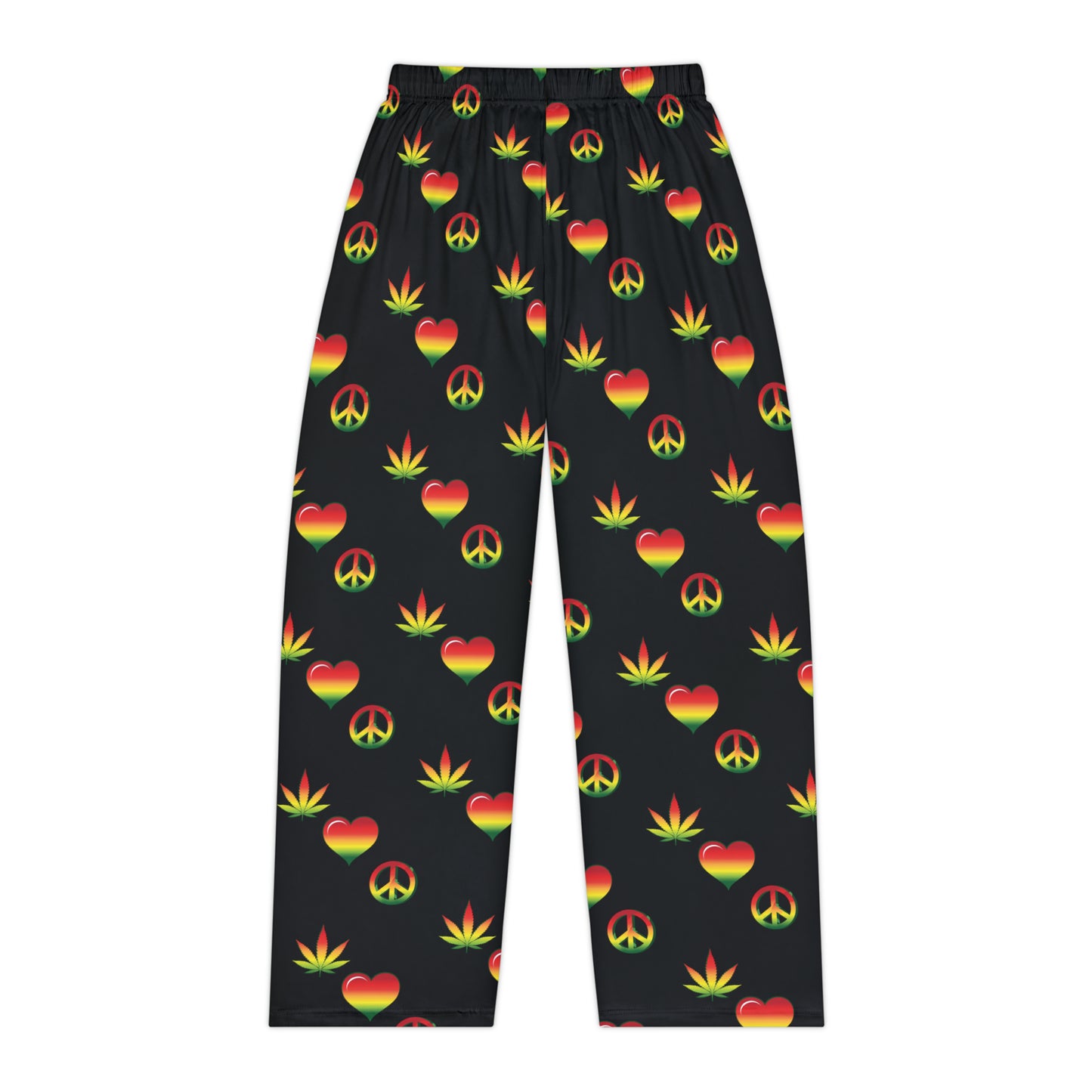Peace, Love & Cannabis (in black) - Women's Pajama Pants (AOP)