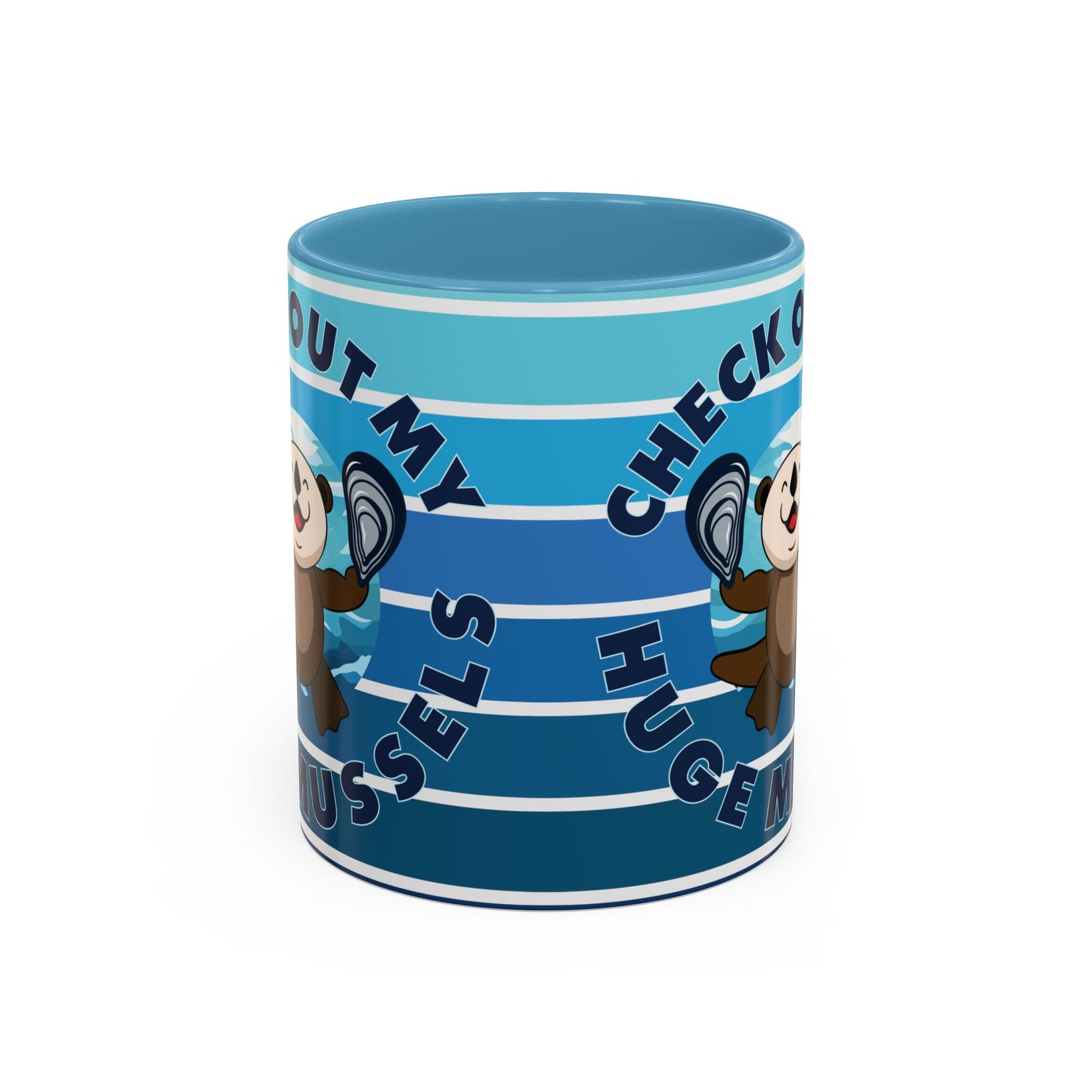 Huge Mussels Happy Sea Otter - Accent Coffee Mug (11, 15oz)