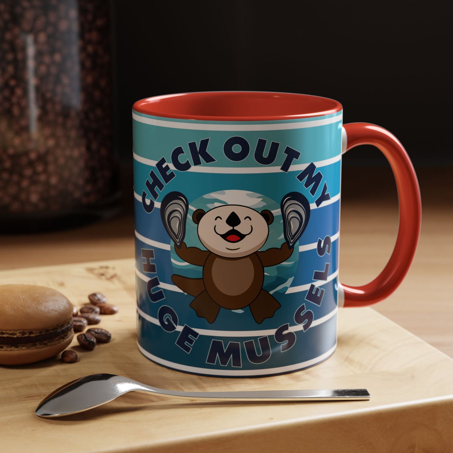 Huge Mussels Happy Sea Otter - Accent Coffee Mug (11, 15oz)