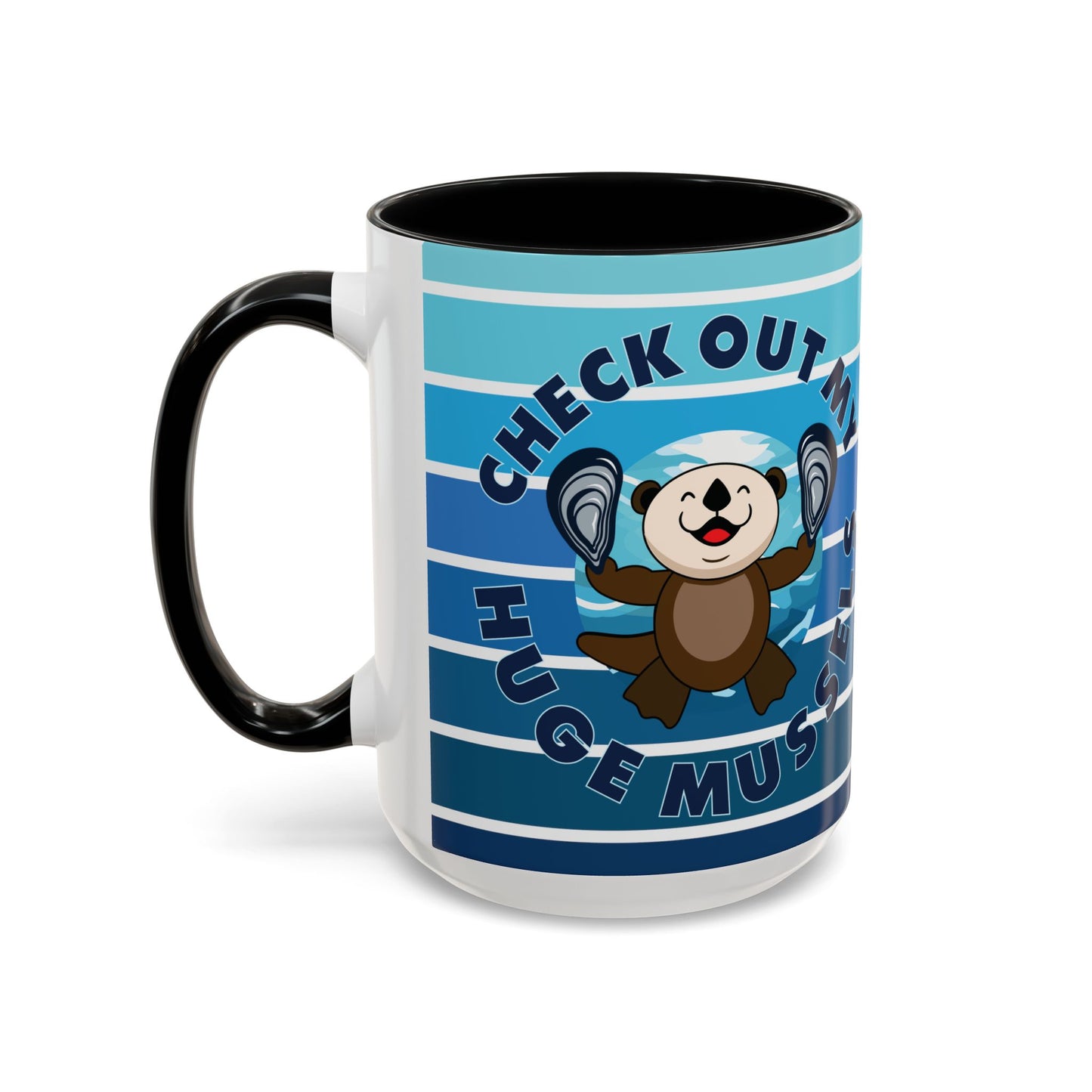 Huge Mussels Happy Sea Otter - Accent Coffee Mug (11, 15oz)