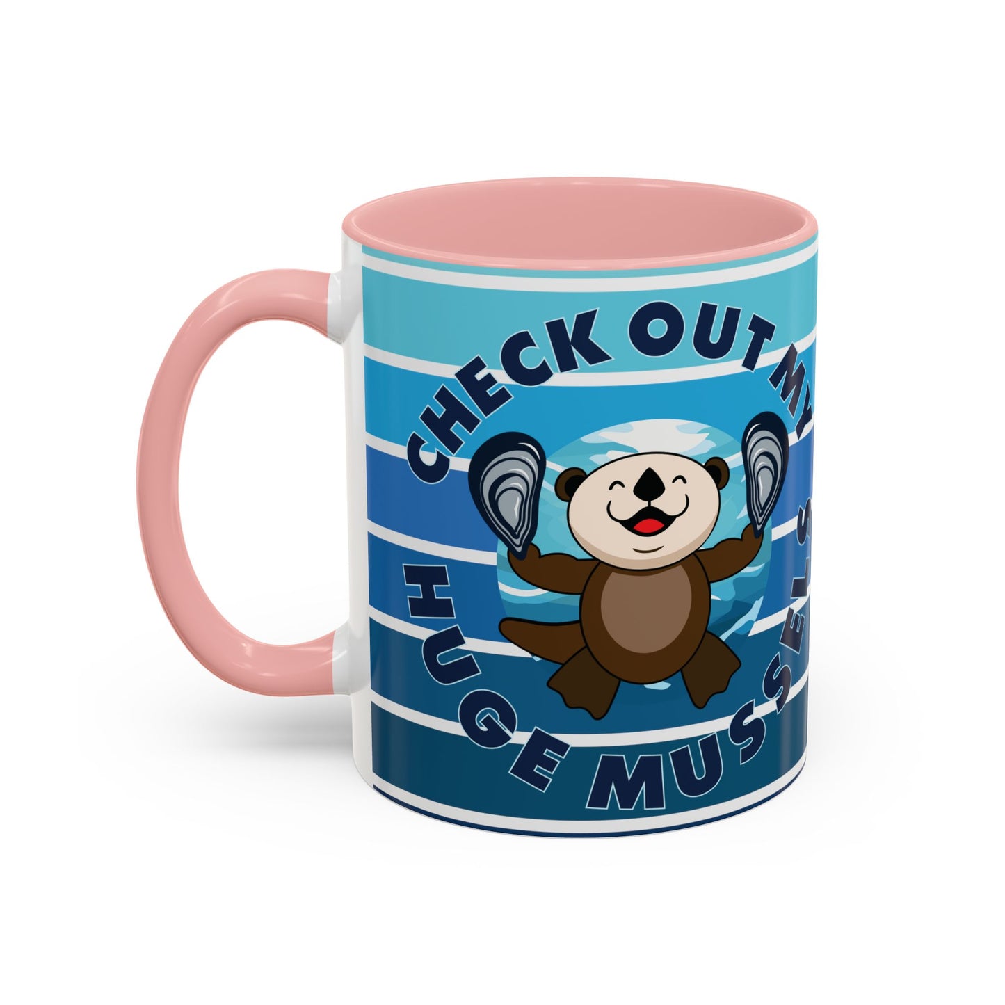 Huge Mussels Happy Sea Otter - Accent Coffee Mug (11, 15oz)