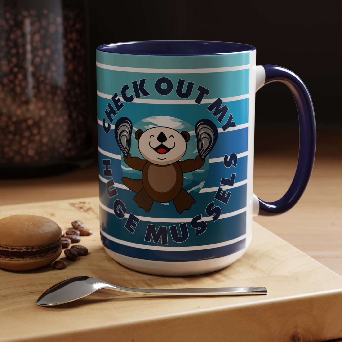 Huge Mussels Happy Sea Otter - Accent Coffee Mug (11, 15oz)