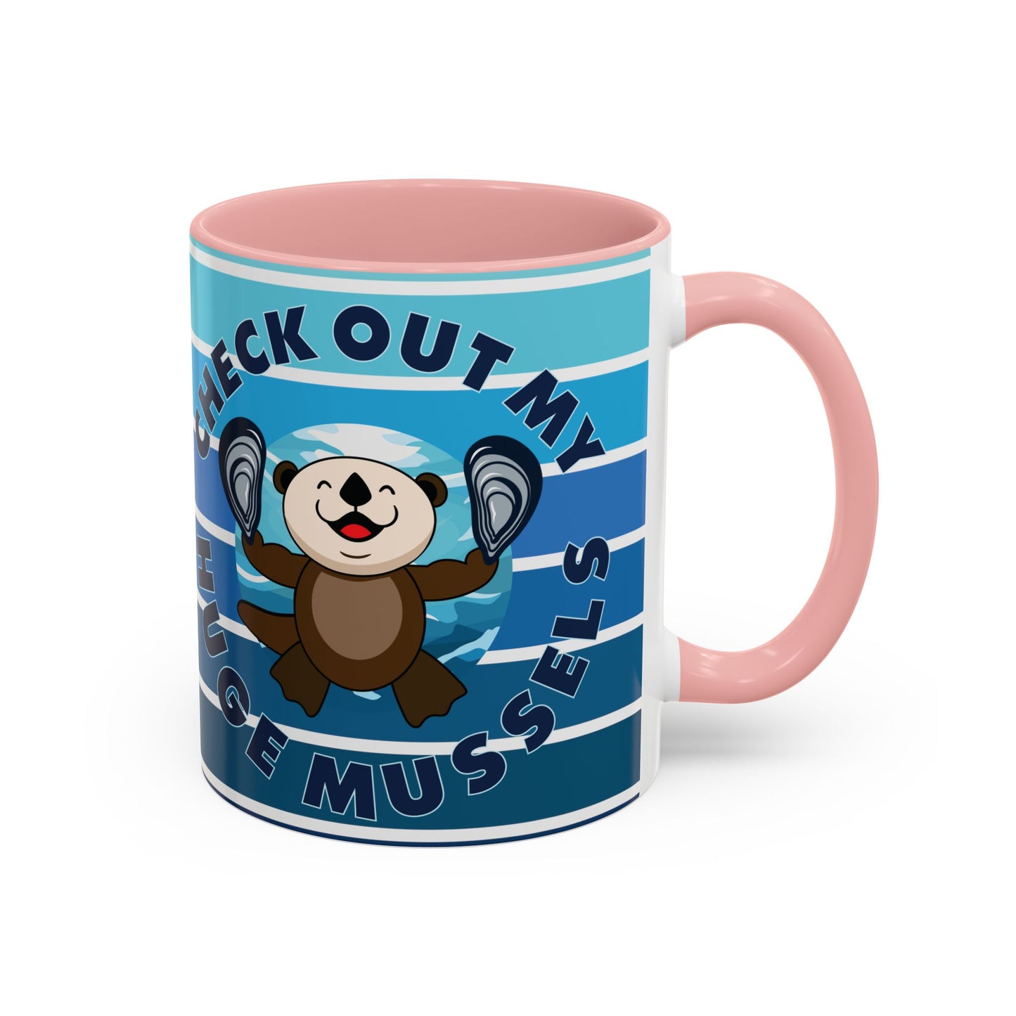 Huge Mussels Happy Sea Otter - Accent Coffee Mug (11, 15oz)