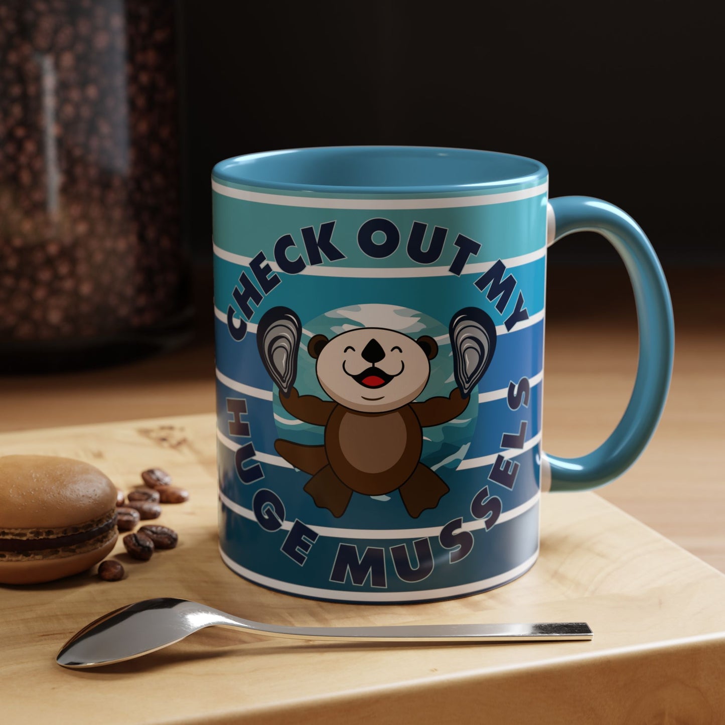 Huge Mussels Happy Sea Otter - Accent Coffee Mug (11, 15oz)