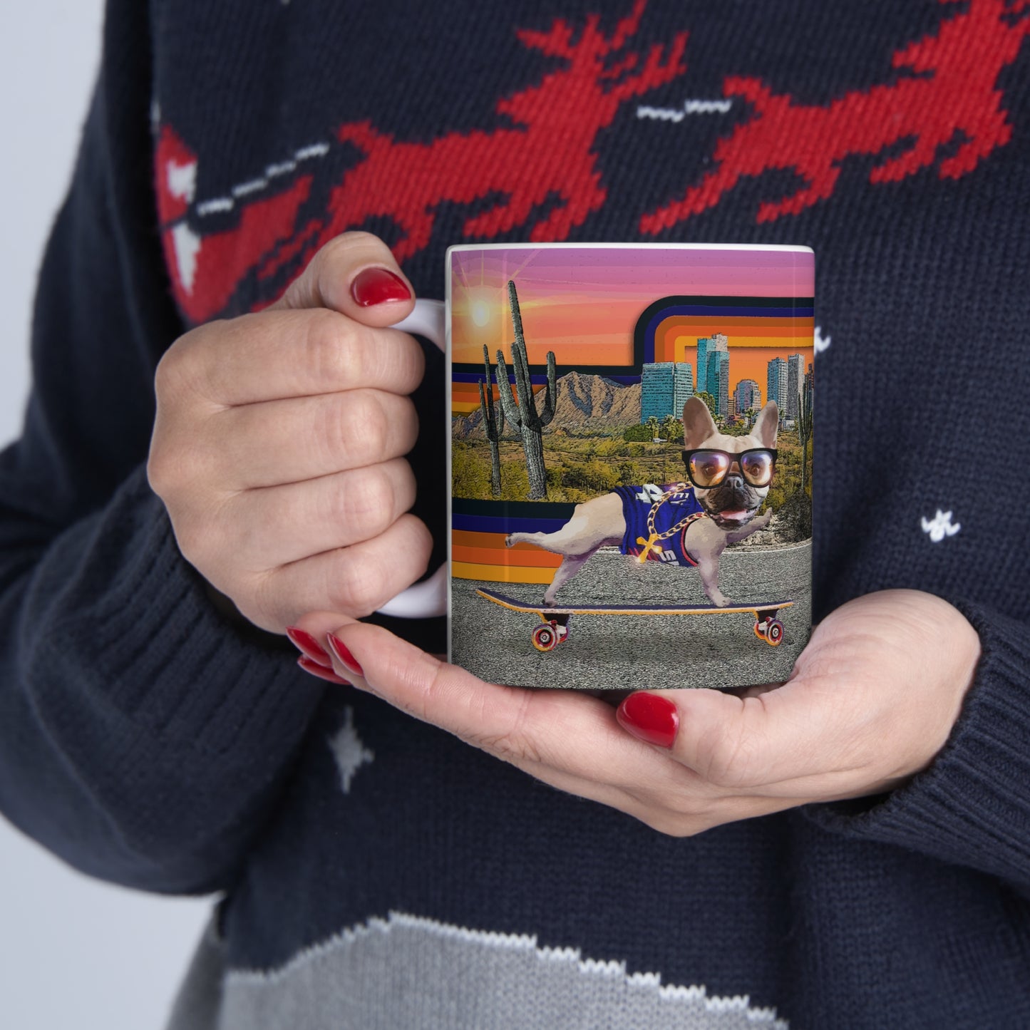 Frenchie Skating Phoenix - Ceramic Mug 11oz