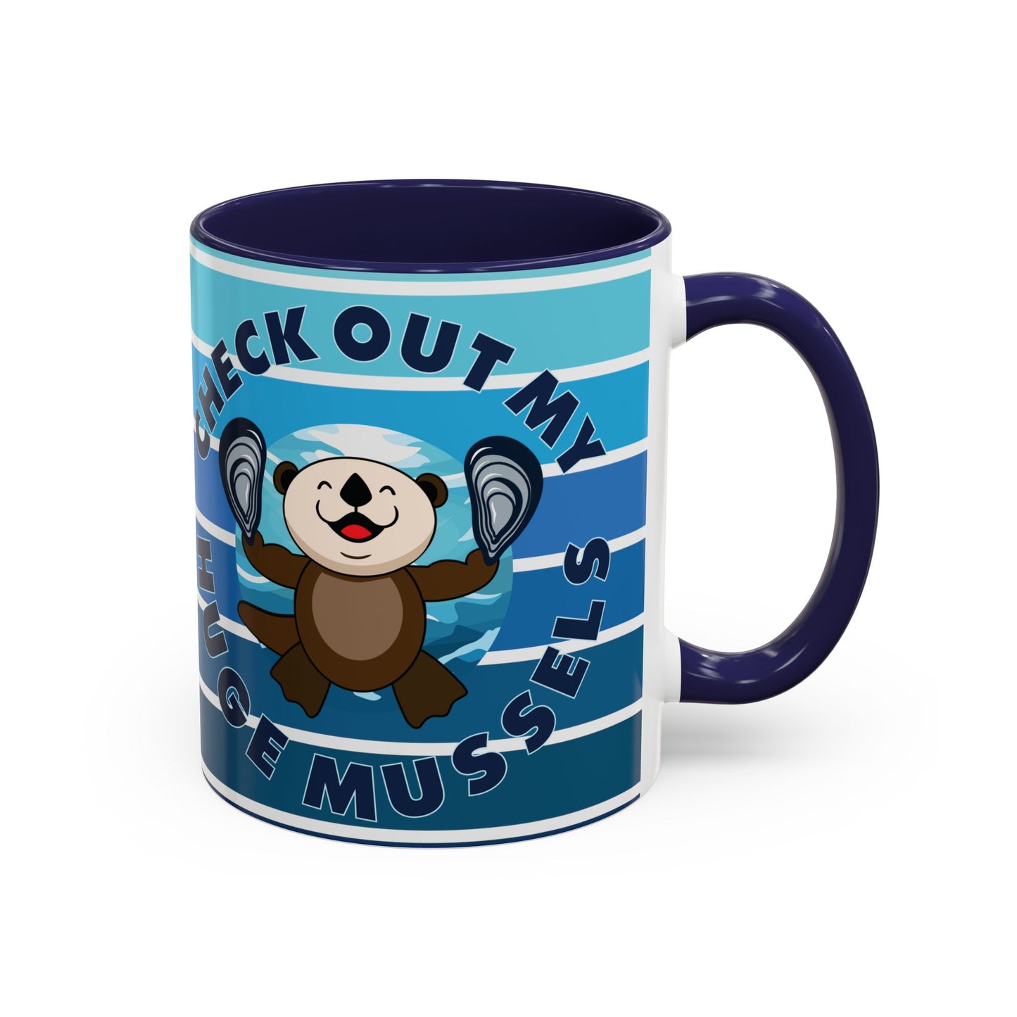 Huge Mussels Happy Sea Otter - Accent Coffee Mug (11, 15oz)