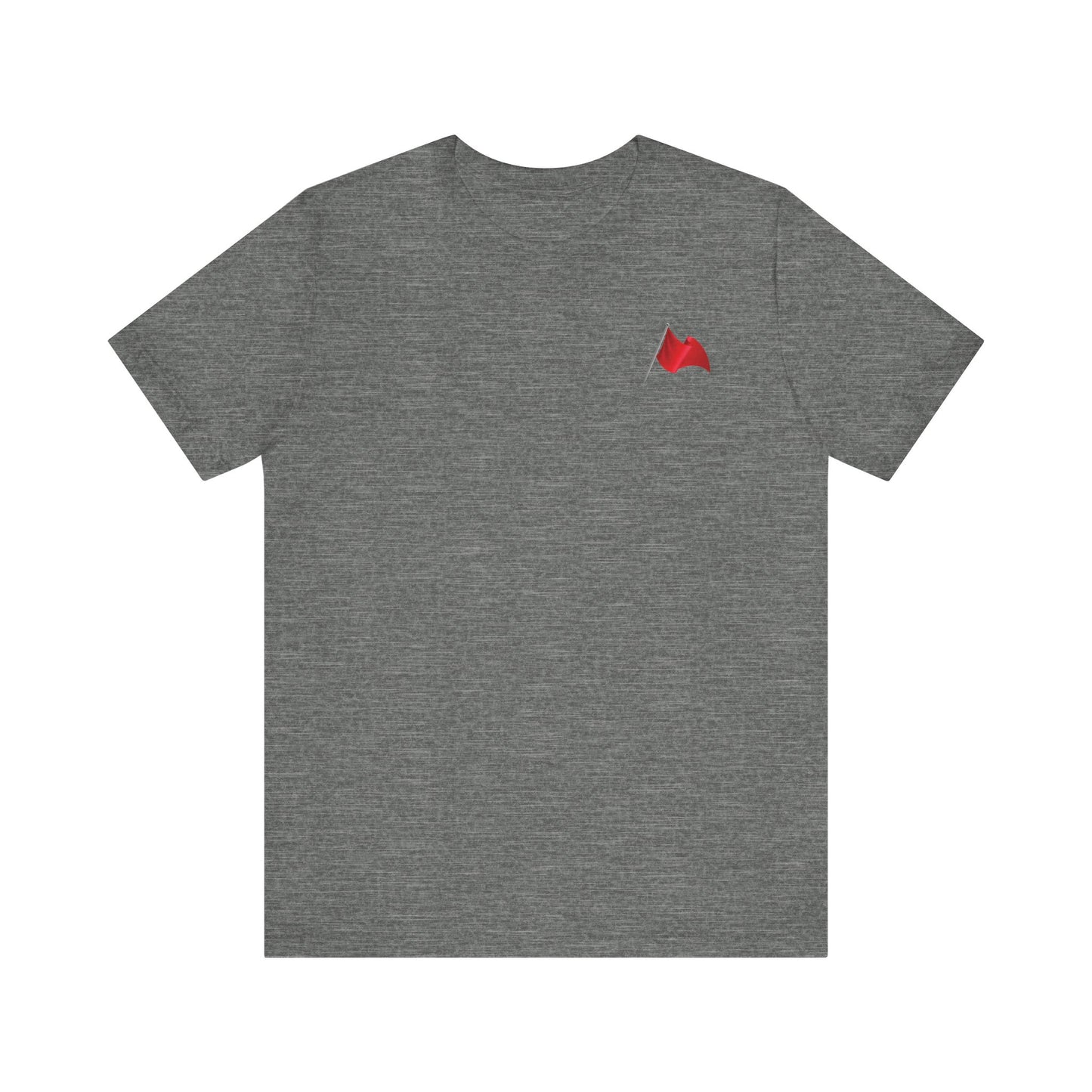 Walking Red Flag (small flag front & bold back design) - Unisex Jersey Short Sleeve Tee
