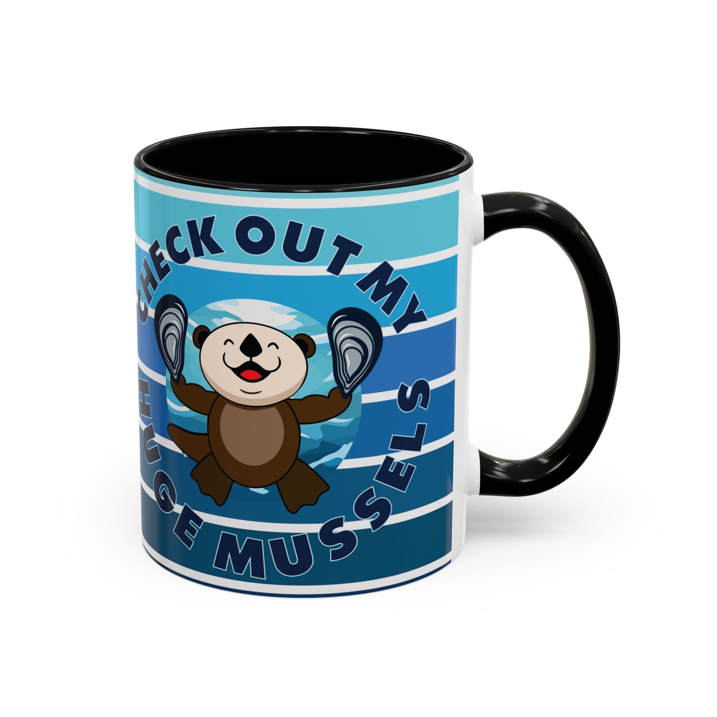 Huge Mussels Happy Sea Otter - Accent Coffee Mug (11, 15oz)