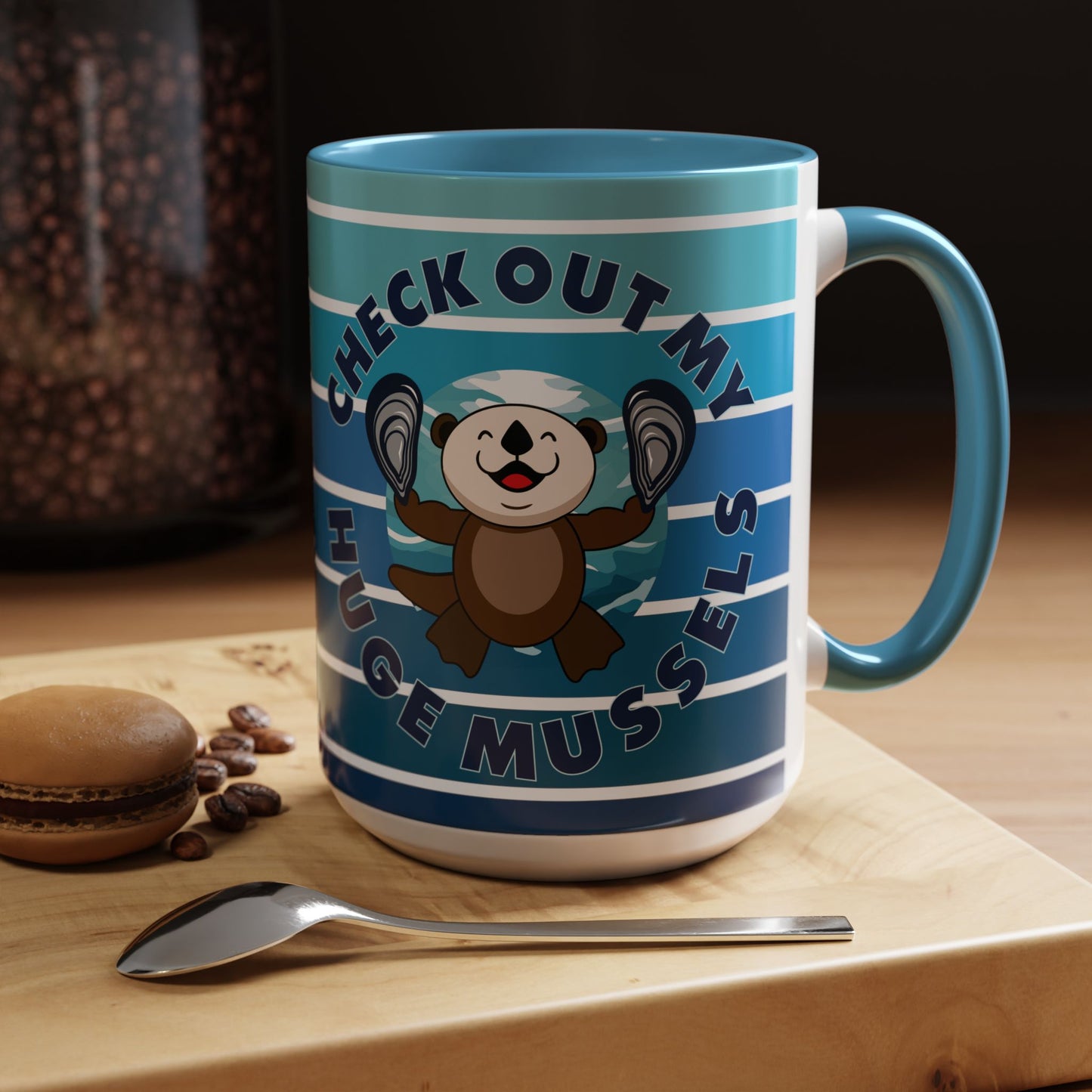 Huge Mussels Happy Sea Otter - Accent Coffee Mug (11, 15oz)
