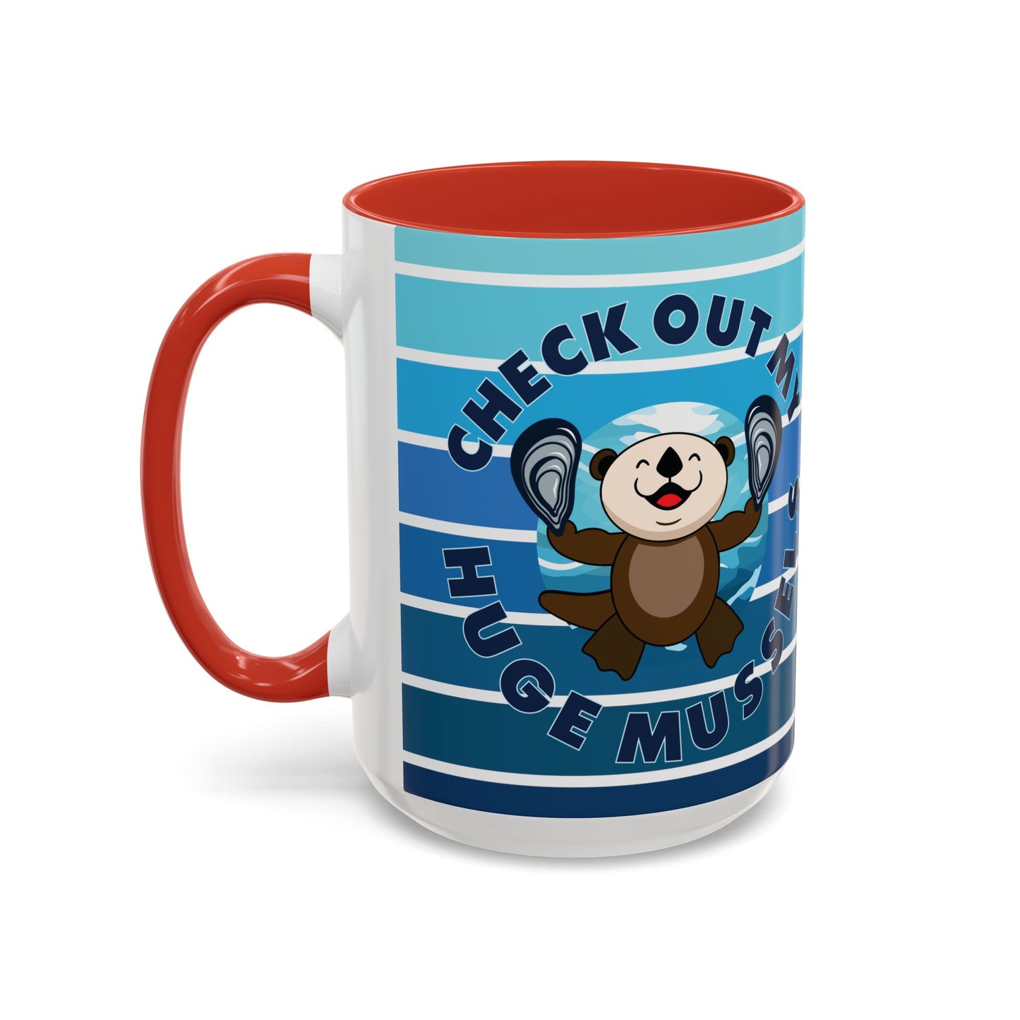 Huge Mussels Happy Sea Otter - Accent Coffee Mug (11, 15oz)