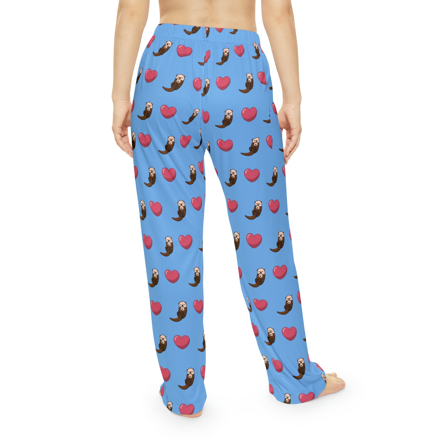 Otters & Hearts (Light Blue) - Women's Pajama Pants (AOP)