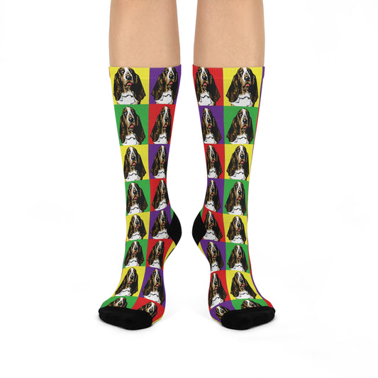Basset Hound Pop Art - Cushioned Crew Socks