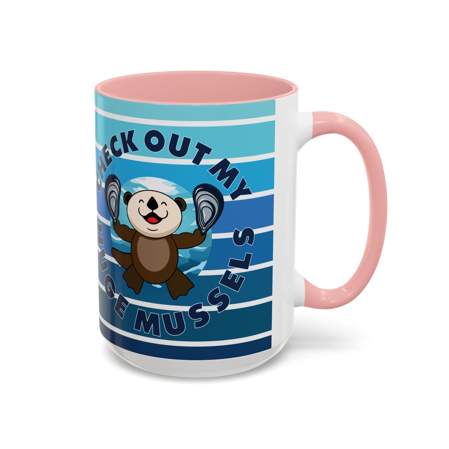 Huge Mussels Happy Sea Otter - Accent Coffee Mug (11, 15oz)