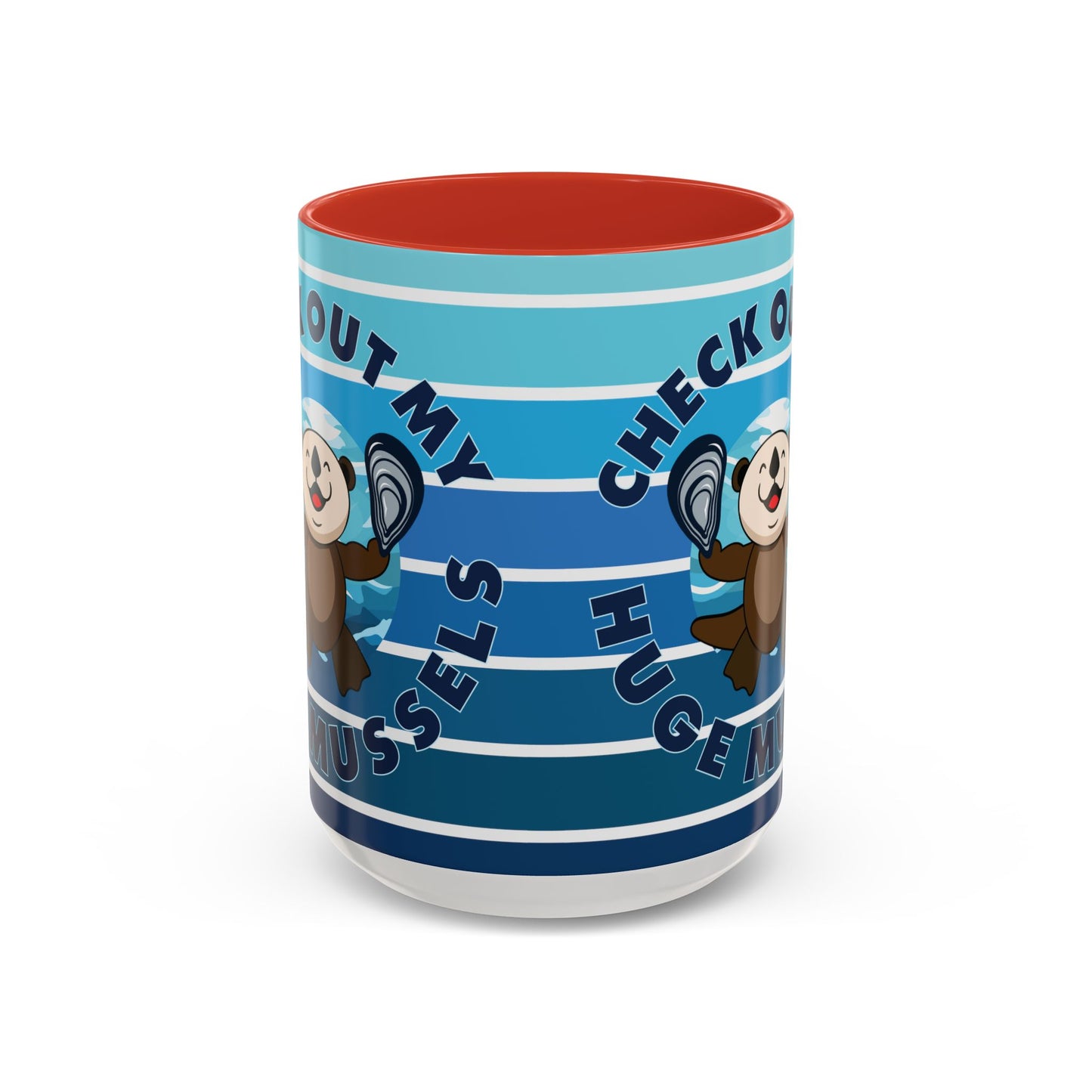 Huge Mussels Happy Sea Otter - Accent Coffee Mug (11, 15oz)