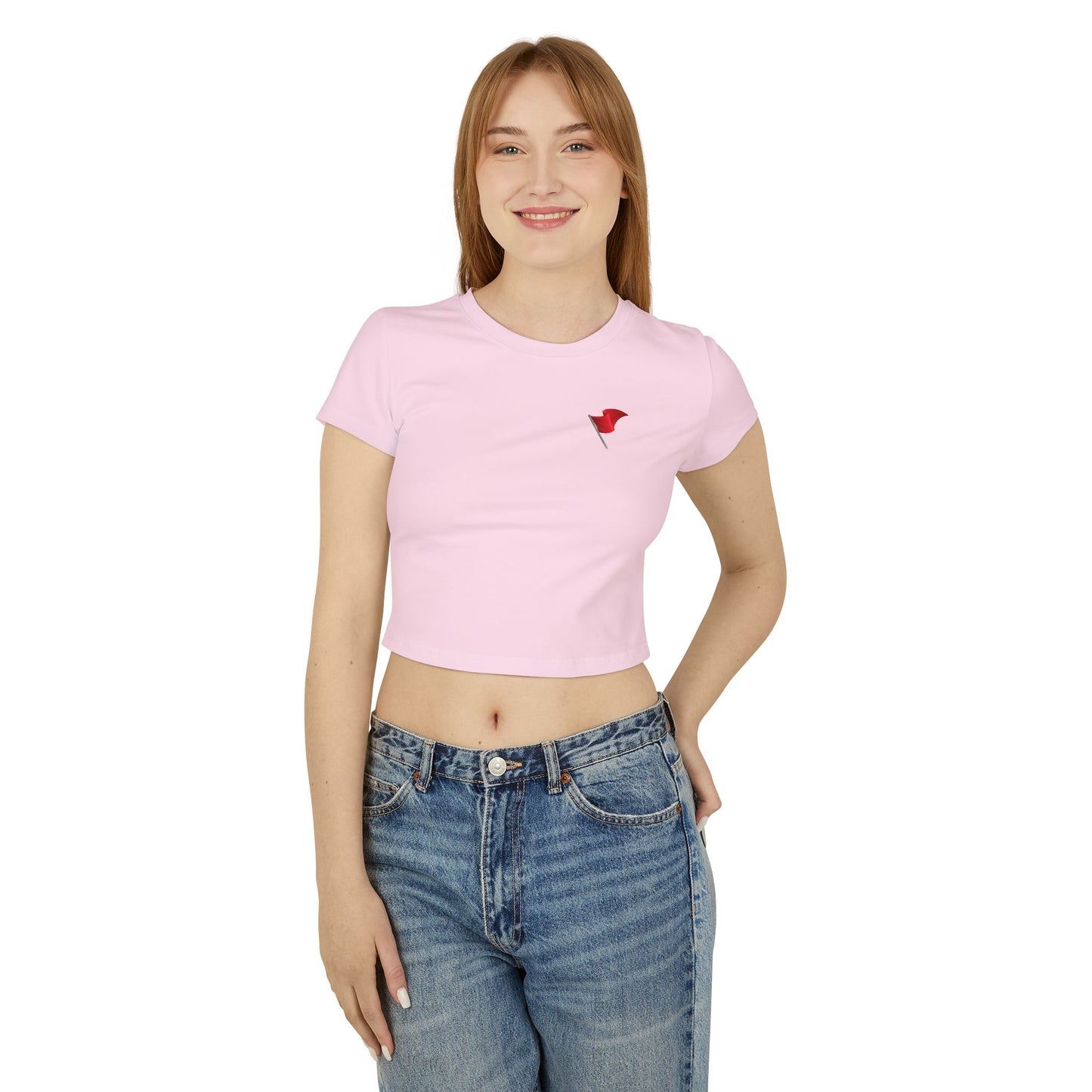 Walking Red Flag (small flag front / walking on back) - Women's Baby Tee