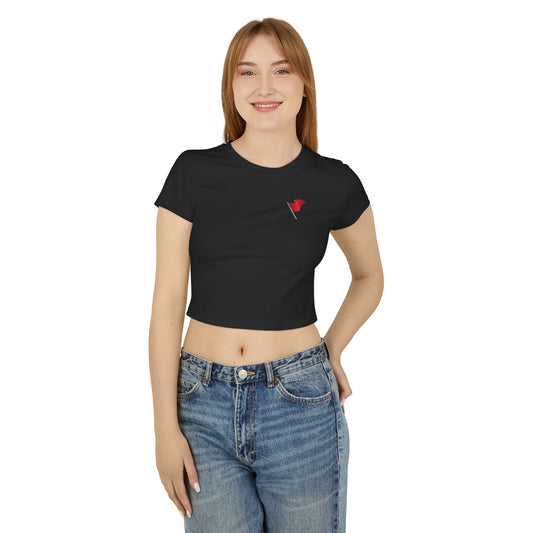 Walking Red Flag (small flag front / walking on back) - Women's Baby Tee