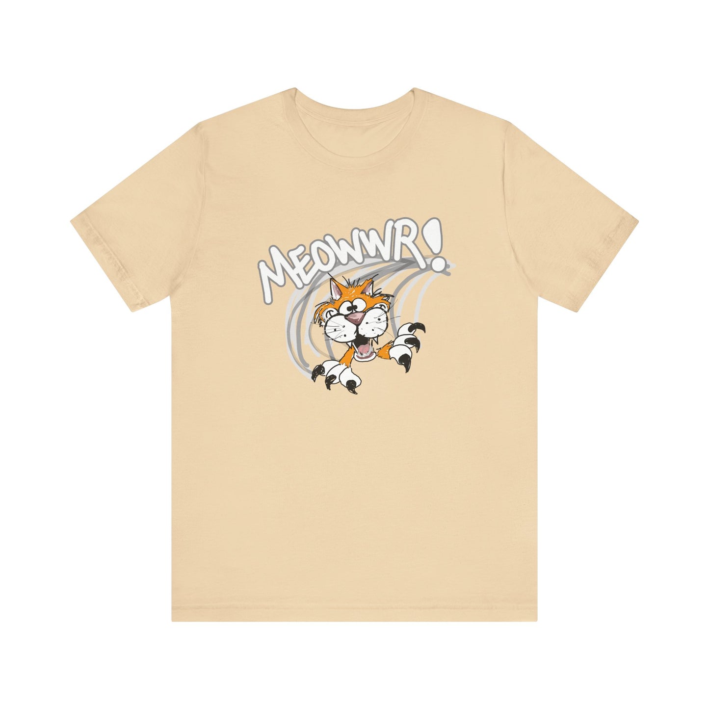 Action Cat Sketch (Meowwr!) - Unisex Jersey Short Sleeve Tee