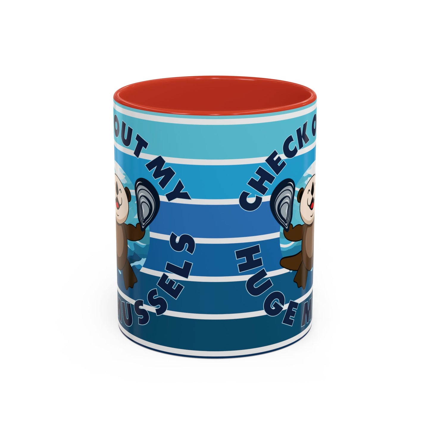 Huge Mussels Happy Sea Otter - Accent Coffee Mug (11, 15oz)