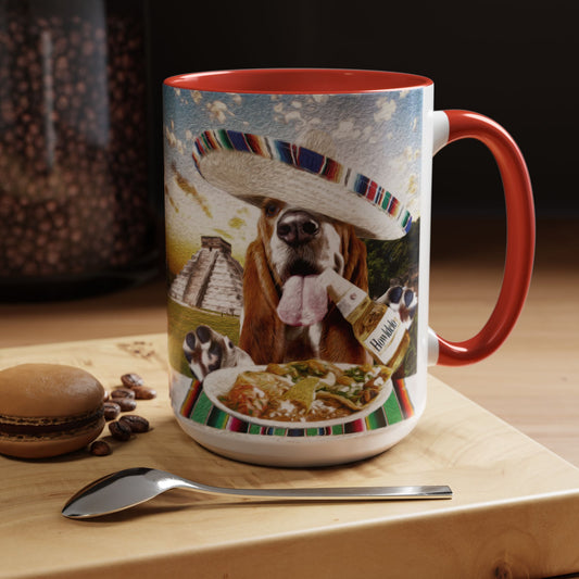 Basset Hound Eating @ a Mexican ruins site - Coffee Mug - Perfect for Dog Lovers, Coffee Enthusiasts, Gifts, Home Decor, and More