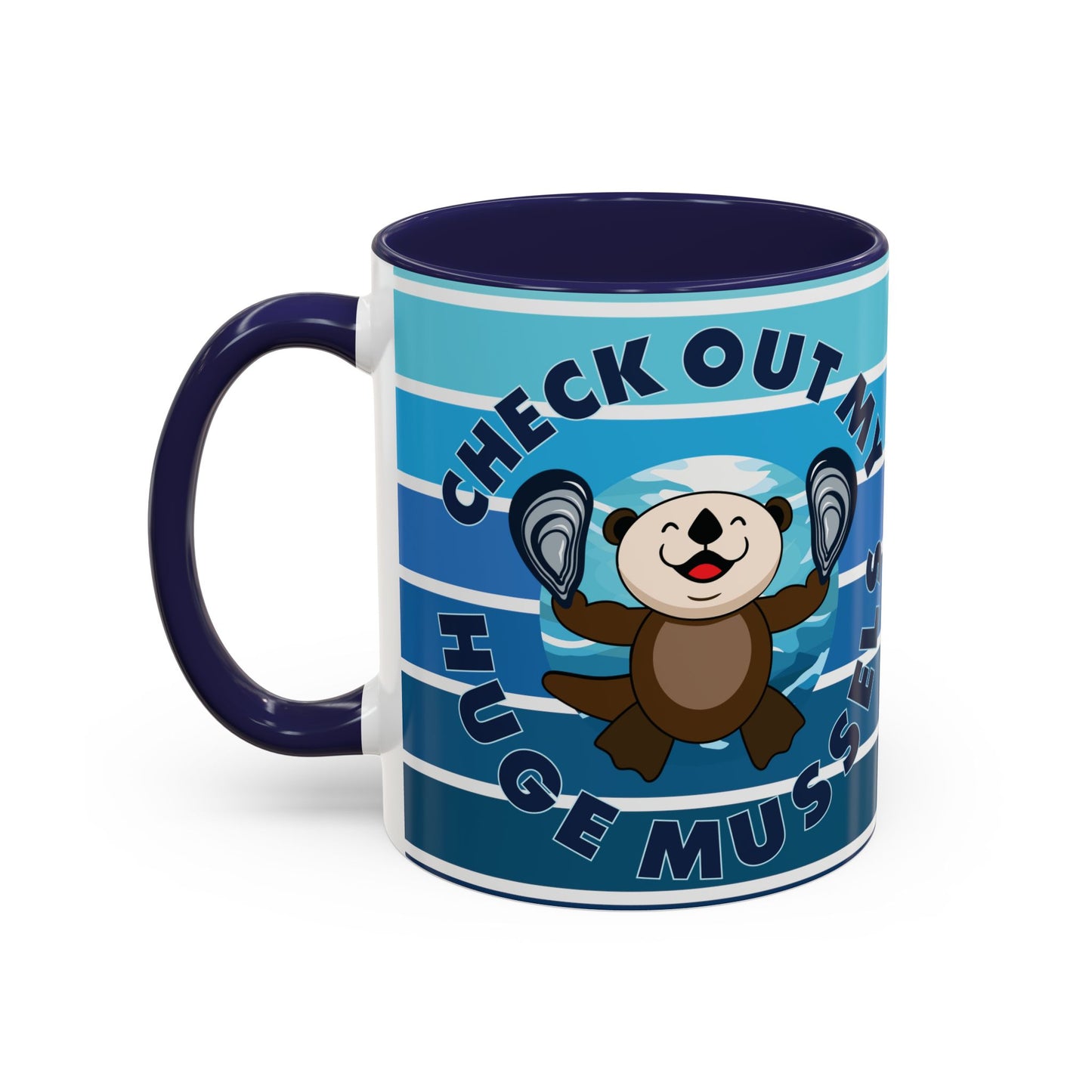 Huge Mussels Happy Sea Otter - Accent Coffee Mug (11, 15oz)