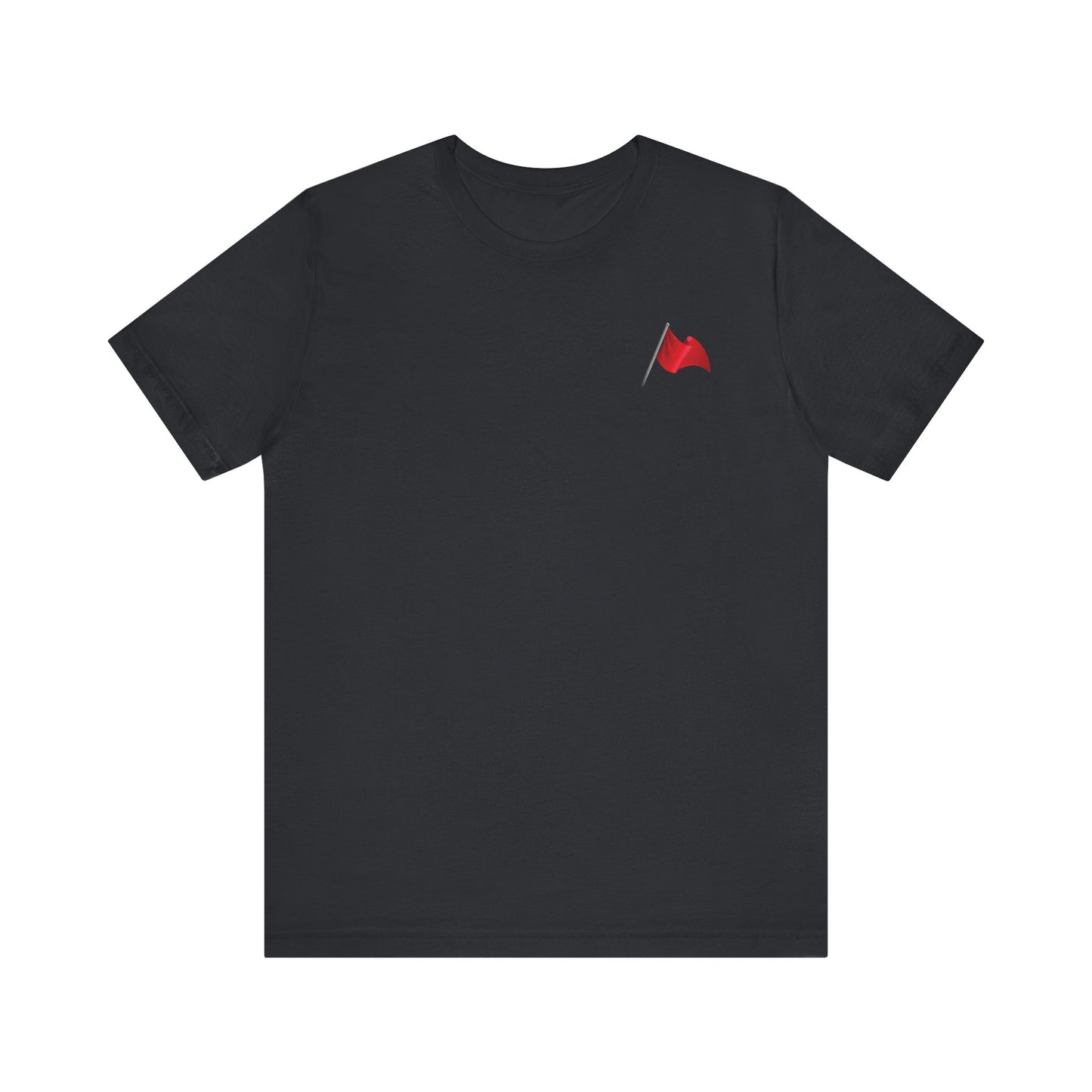 Walking Red Flag (small flag front & bold back design) - Unisex Jersey Short Sleeve Tee