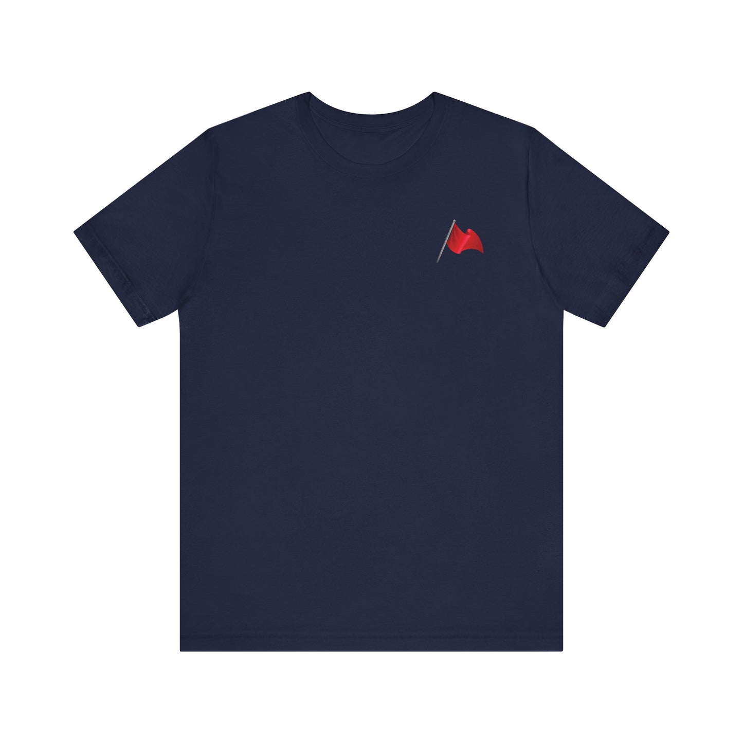 Walking Red Flag (small flag front & bold back design) - Unisex Jersey Short Sleeve Tee