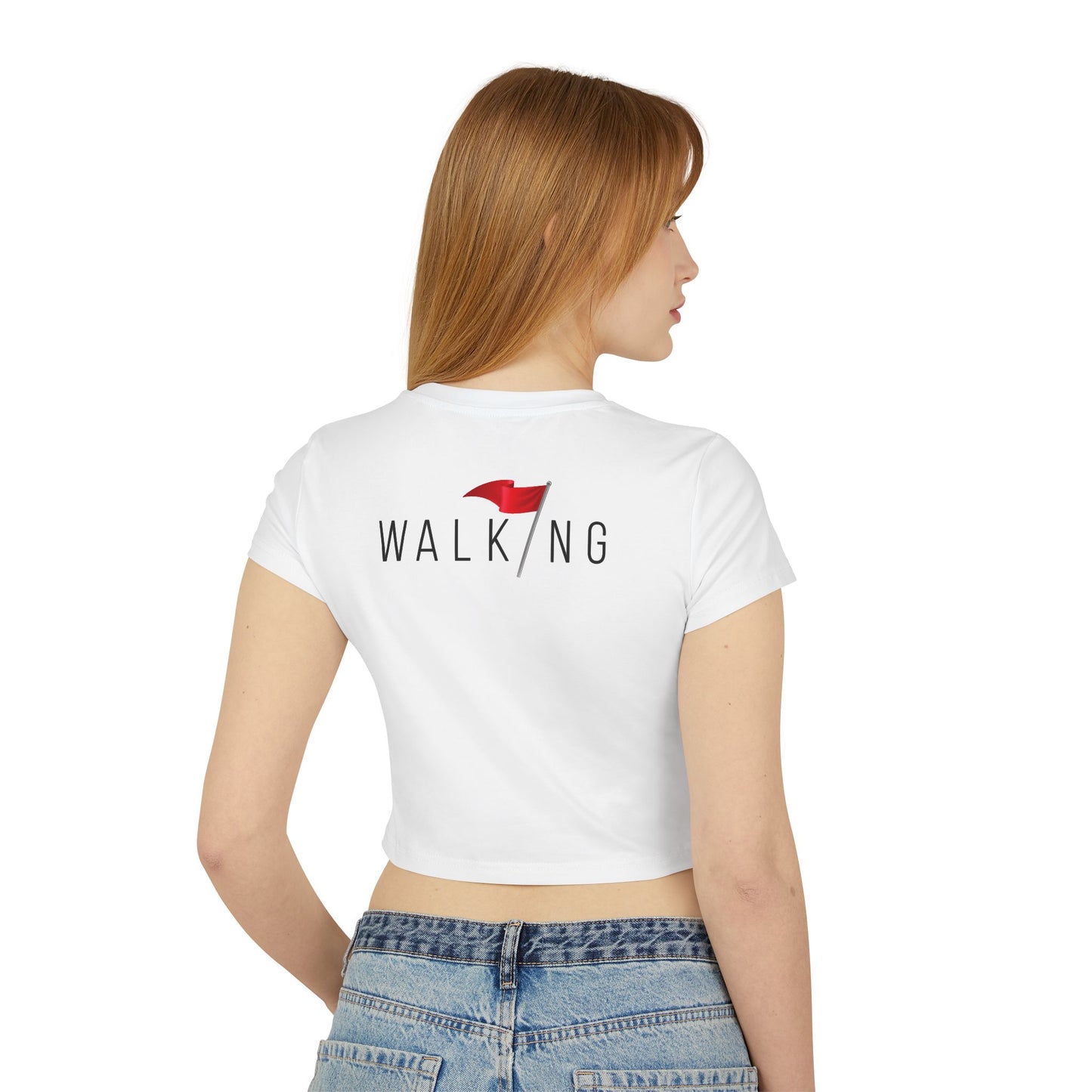 Walking Red Flag (small flag front / walking on back) - Women's Baby Tee